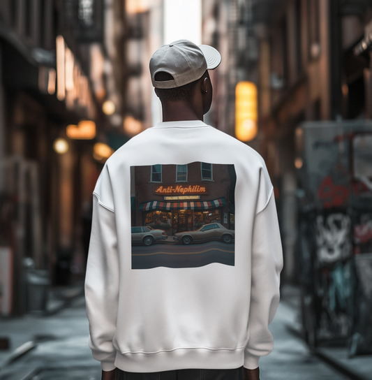 Retro neon NYC Italian anti nephilim sweatshirt (unisex), Kirk Ave. Apparel