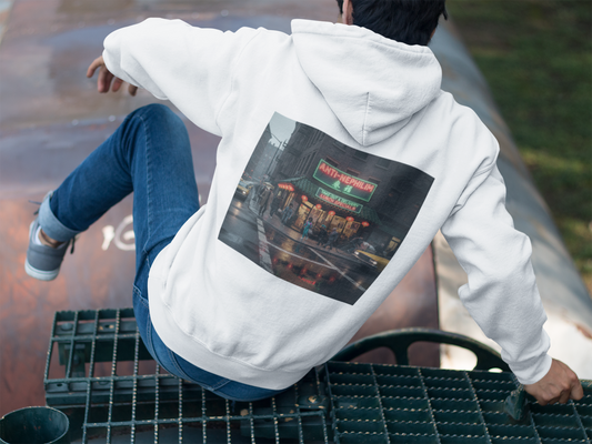 Retro neon NYC Chinese hoodie (unisex), Kirk Ave. Apparel