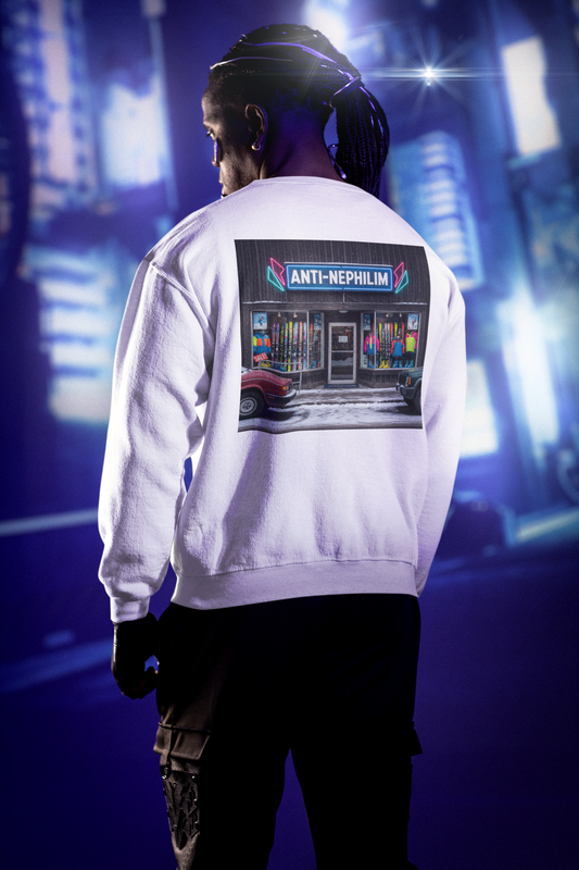 Retro ski shop anti nephilim sweatshirt (unisex), Kirk Ave. Apparel