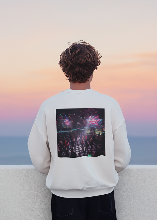 Neon 80s anti nephilim nightclub sweatshirt (unisex), Kirk Ave. Apparel