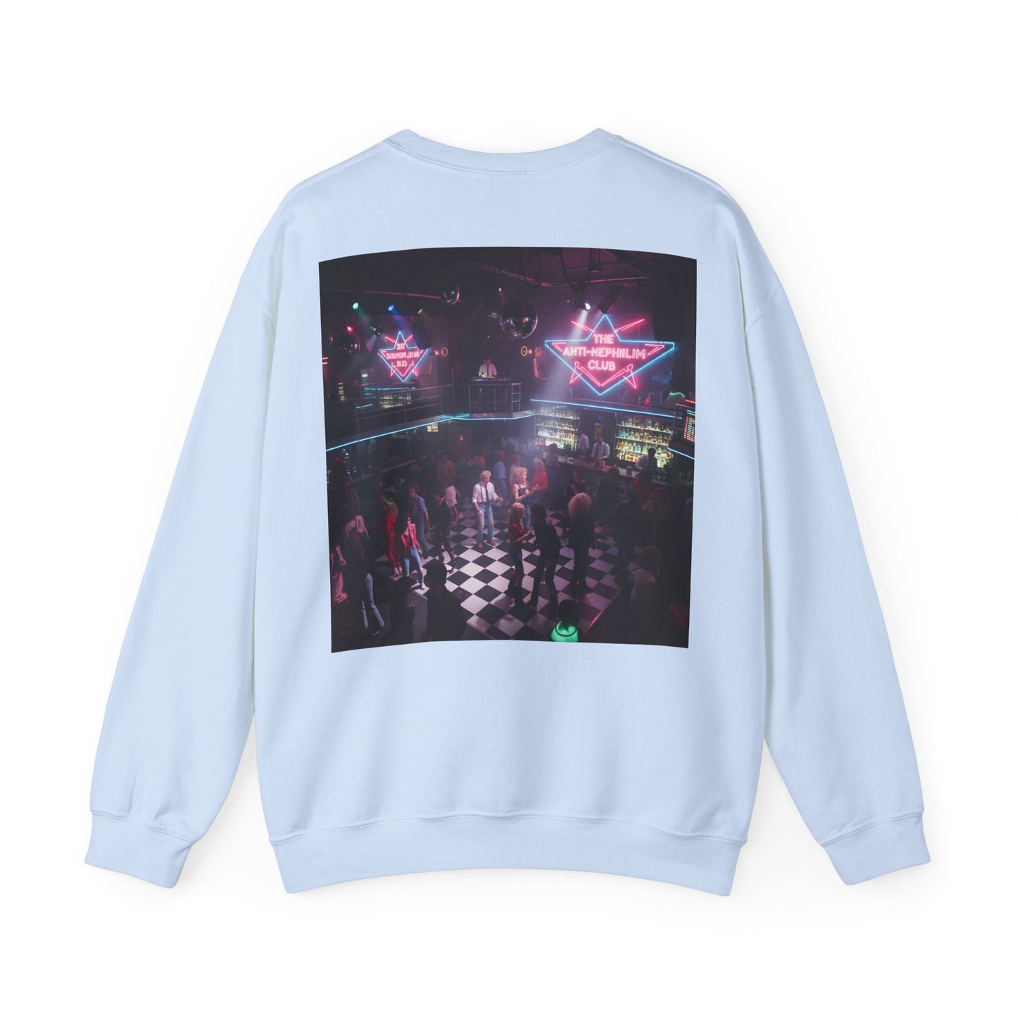 Neon 80s anti nephilim nightclub sweatshirt (unisex), Kirk Ave. Apparel