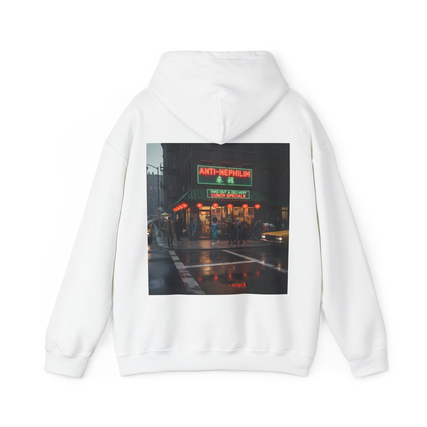 Retro neon NYC Chinese hoodie (unisex), Kirk Ave. Apparel
