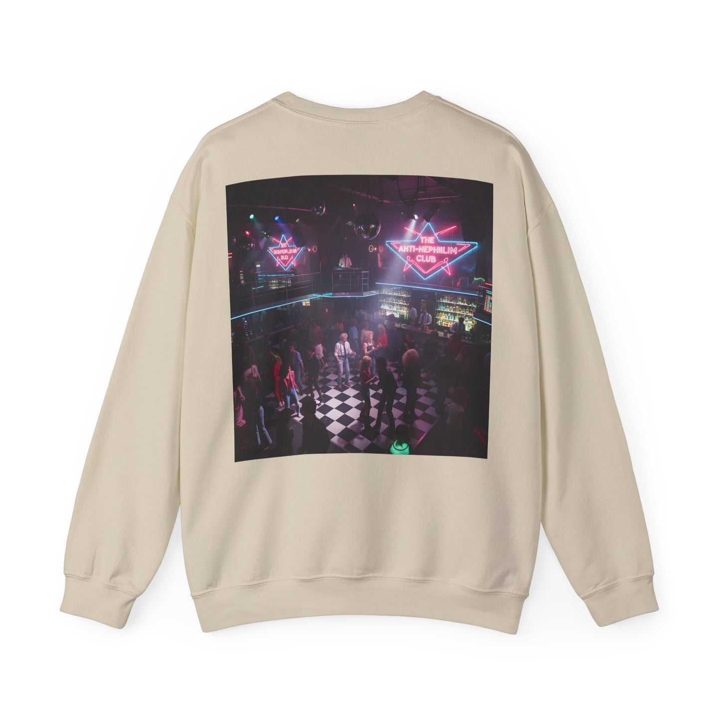Neon 80s anti nephilim nightclub sweatshirt (unisex), Kirk Ave. Apparel
