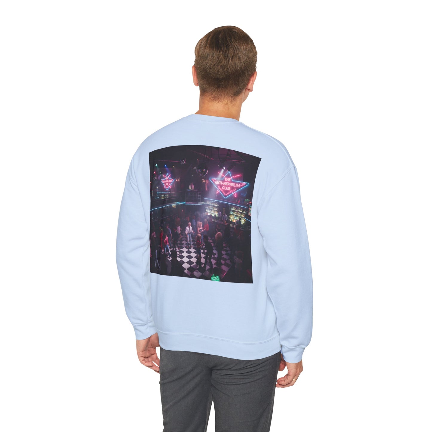 Neon 80s anti nephilim nightclub sweatshirt (unisex), Kirk Ave. Apparel