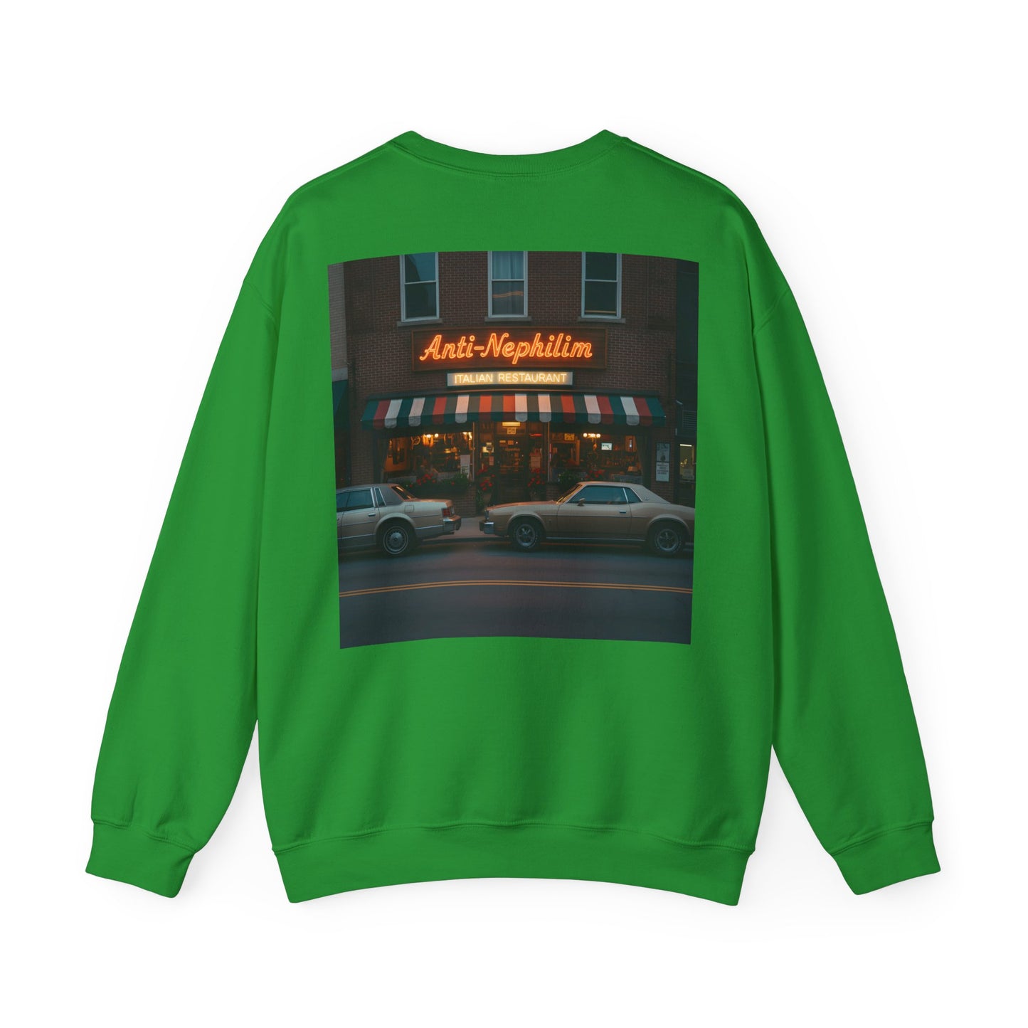 Retro neon NYC Italian anti nephilim sweatshirt (unisex), Kirk Ave. Apparel