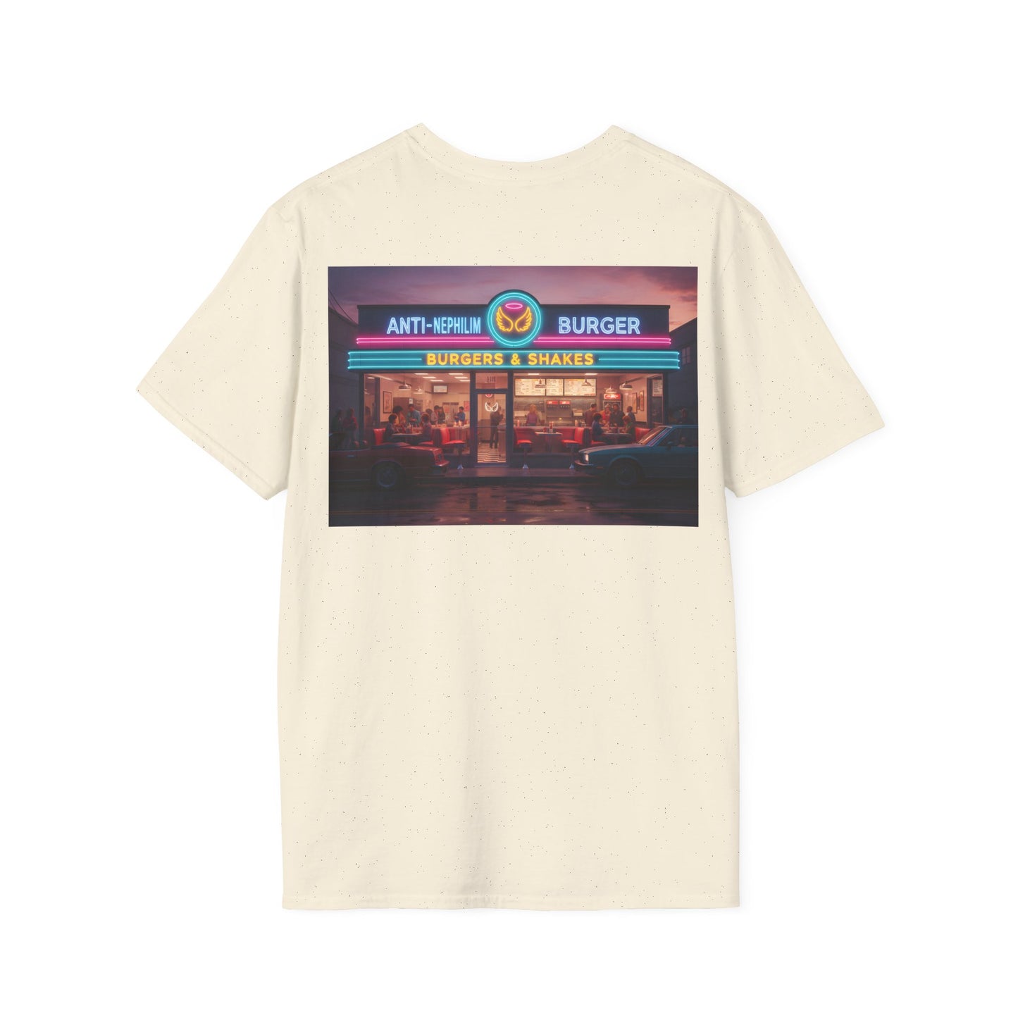 Retro neon burger joint anti nephilim t shirt (unisex), Kirk Ave. Apparel