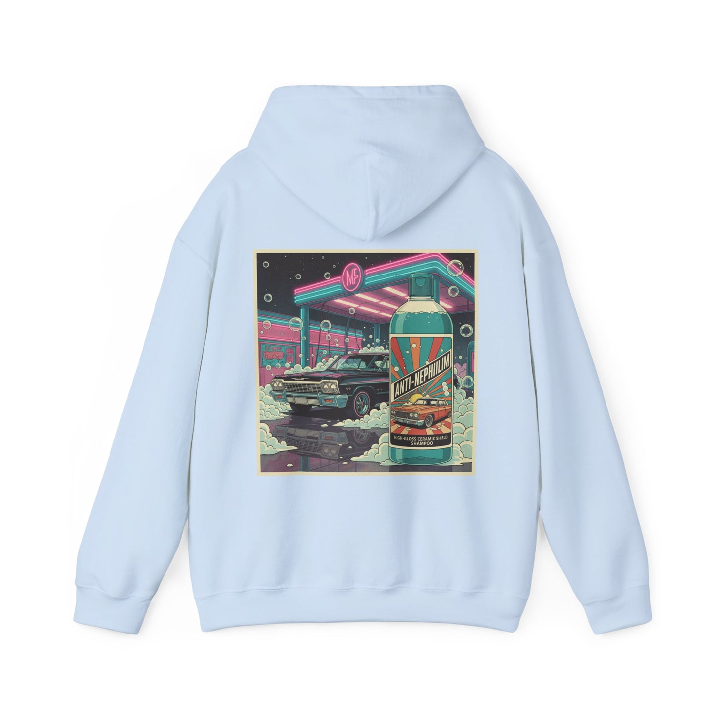 Retro neon car wash anti nephilim hoodie(unisex), Kirk Ave. Apparel