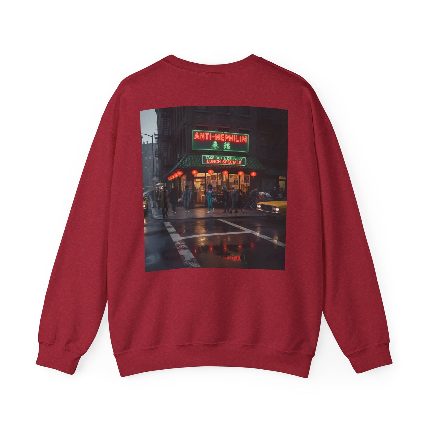 Retro neon NYC Chinese sweatshirt (unisex), Kirk Ave. Apparel