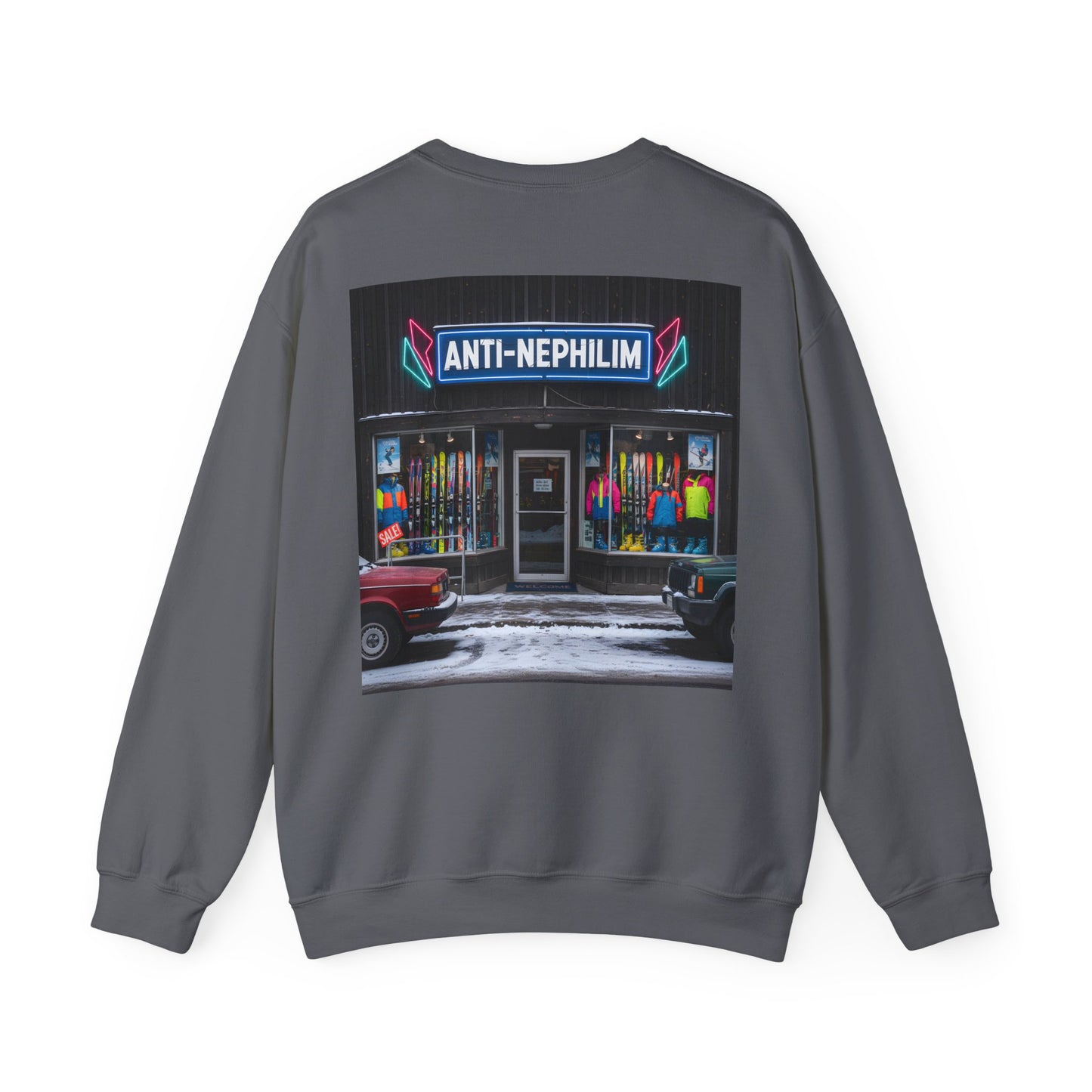 Retro ski shop anti nephilim sweatshirt (unisex), Kirk Ave. Apparel