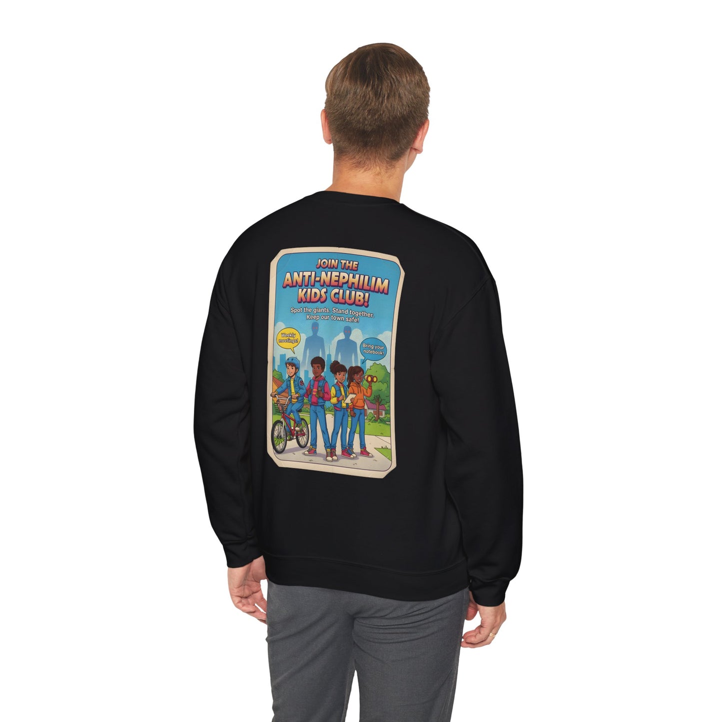 Retro anti nephilim kids club sweatshirt (unisex), Kirk Ave. Apparel