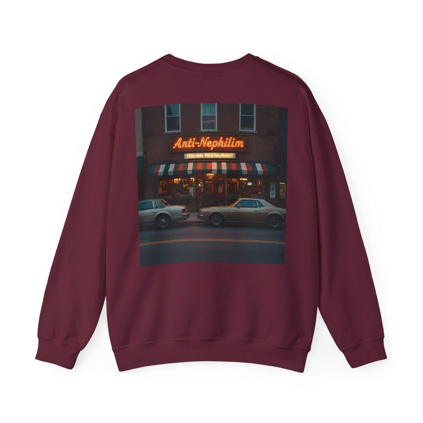 Retro neon NYC Italian anti nephilim sweatshirt (unisex), Kirk Ave. Apparel