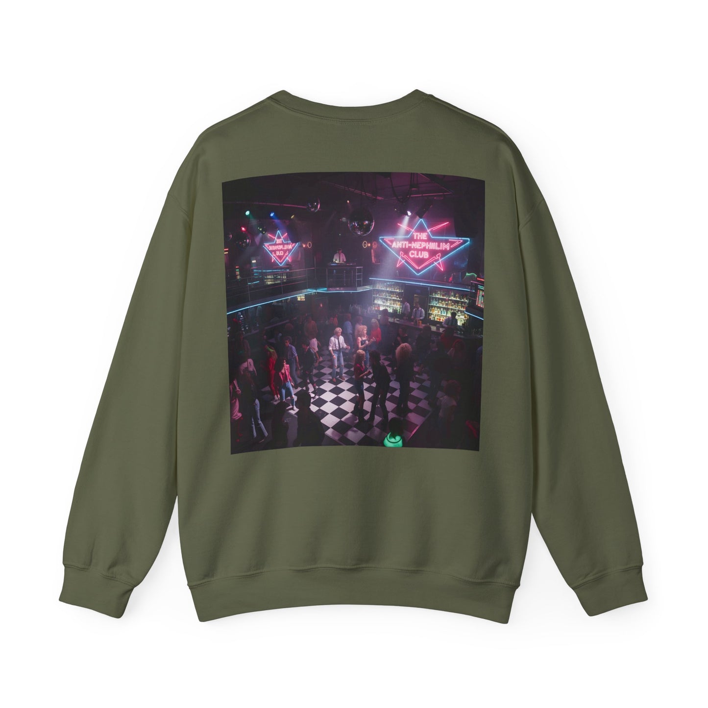 Neon 80s anti nephilim nightclub sweatshirt (unisex), Kirk Ave. Apparel