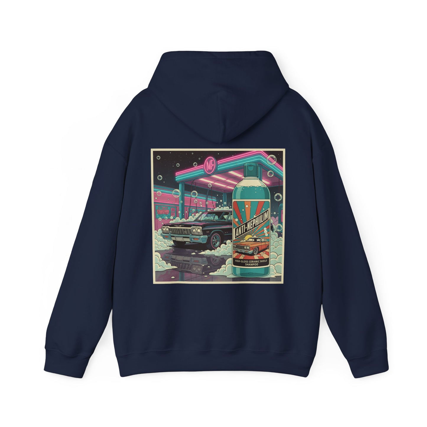 Retro neon car wash anti nephilim hoodie(unisex), Kirk Ave. Apparel