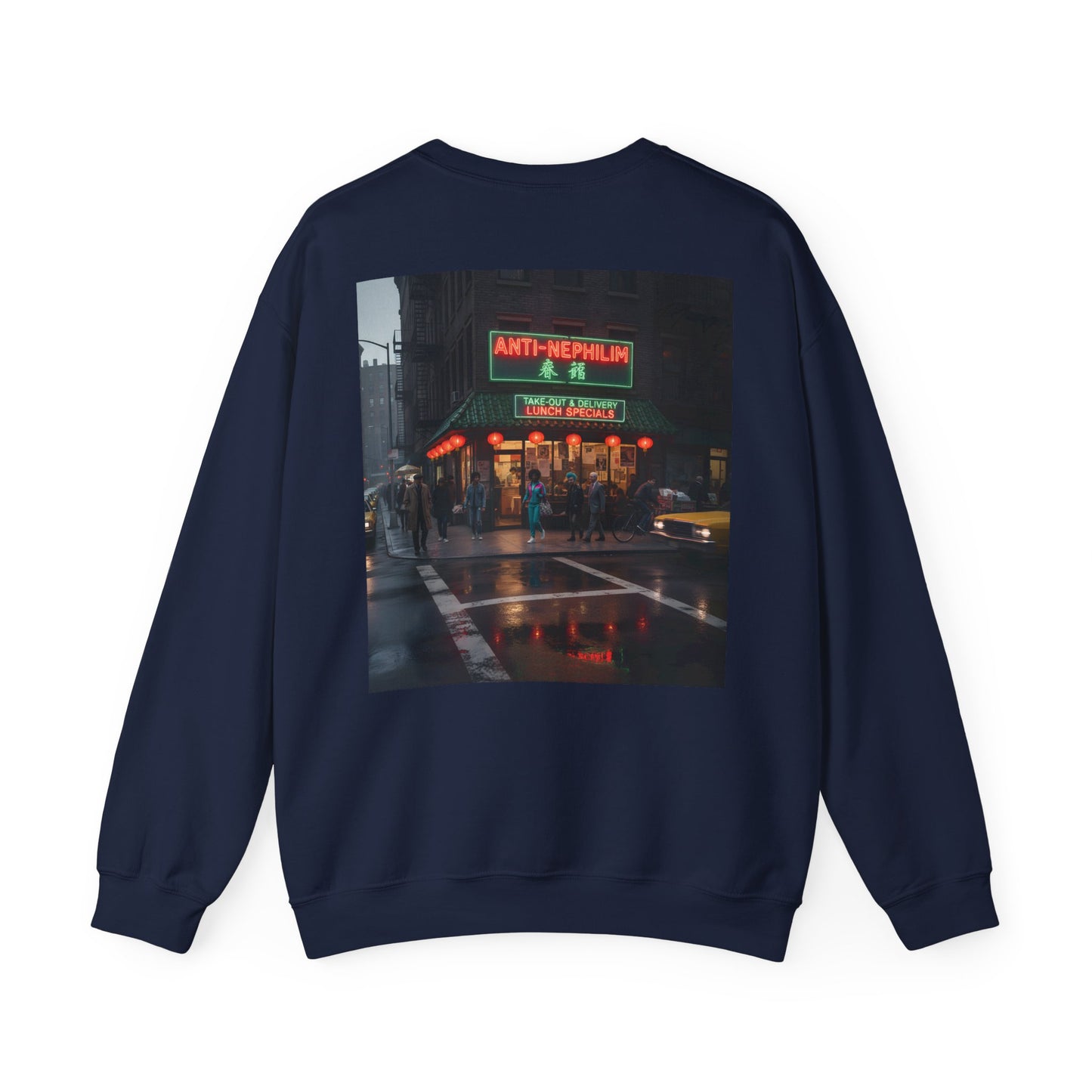 Retro neon NYC Chinese sweatshirt (unisex), Kirk Ave. Apparel