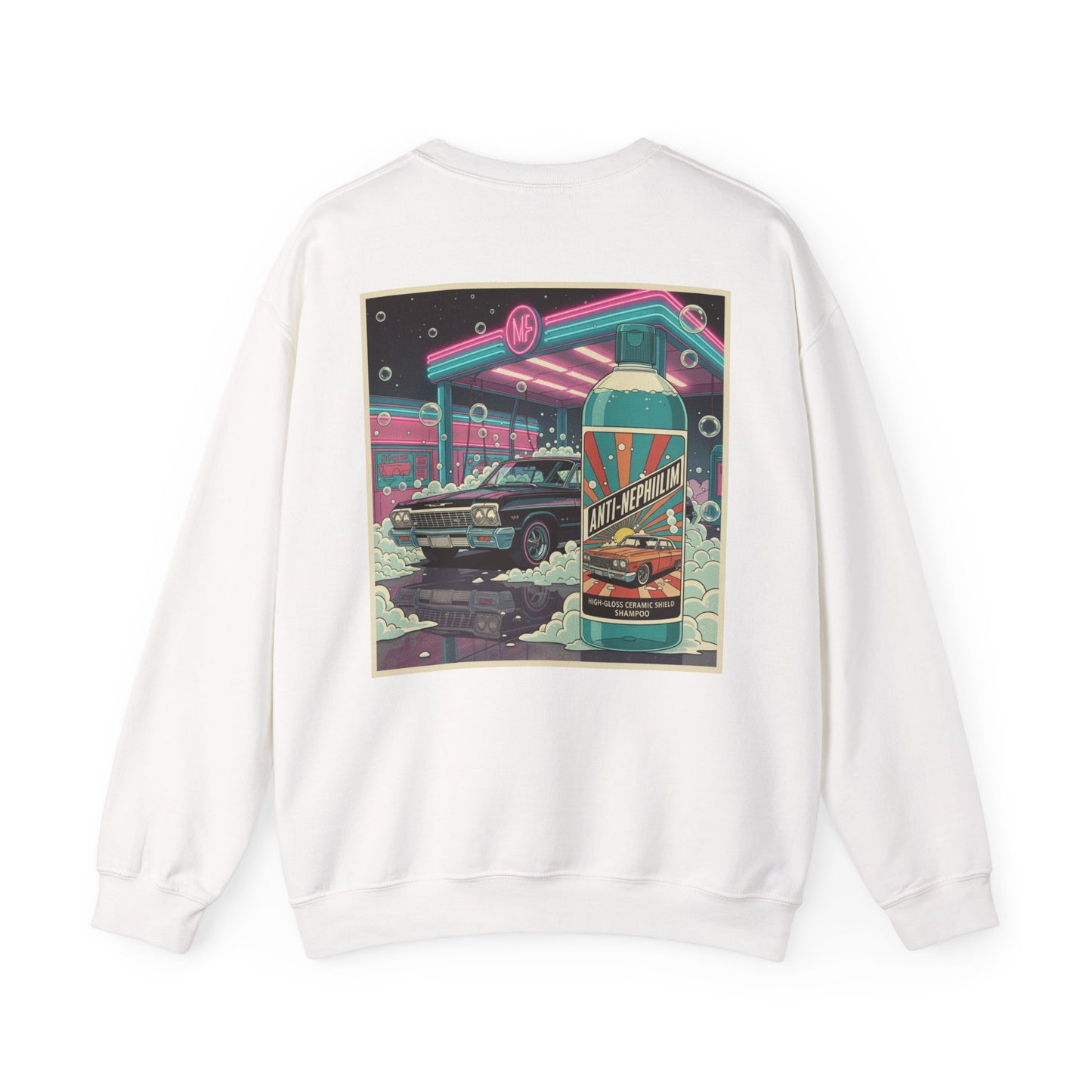 Retro neon car wash anti nephilim sweatshirt (unisex), Kirk Ave. Apparel