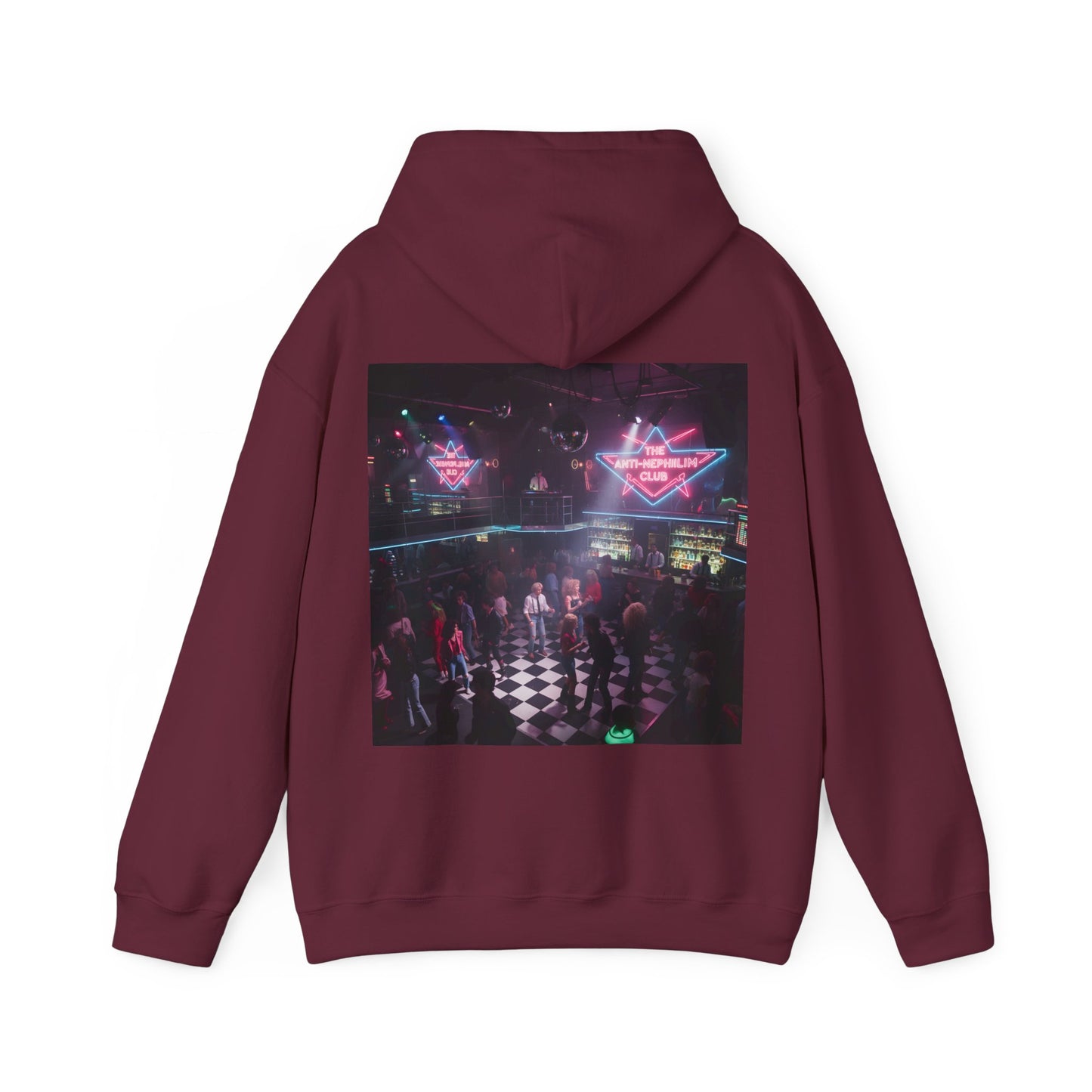 Neon 80s anti nephilim nightclub hoodie (unisex), Kirk Ave. Apparel