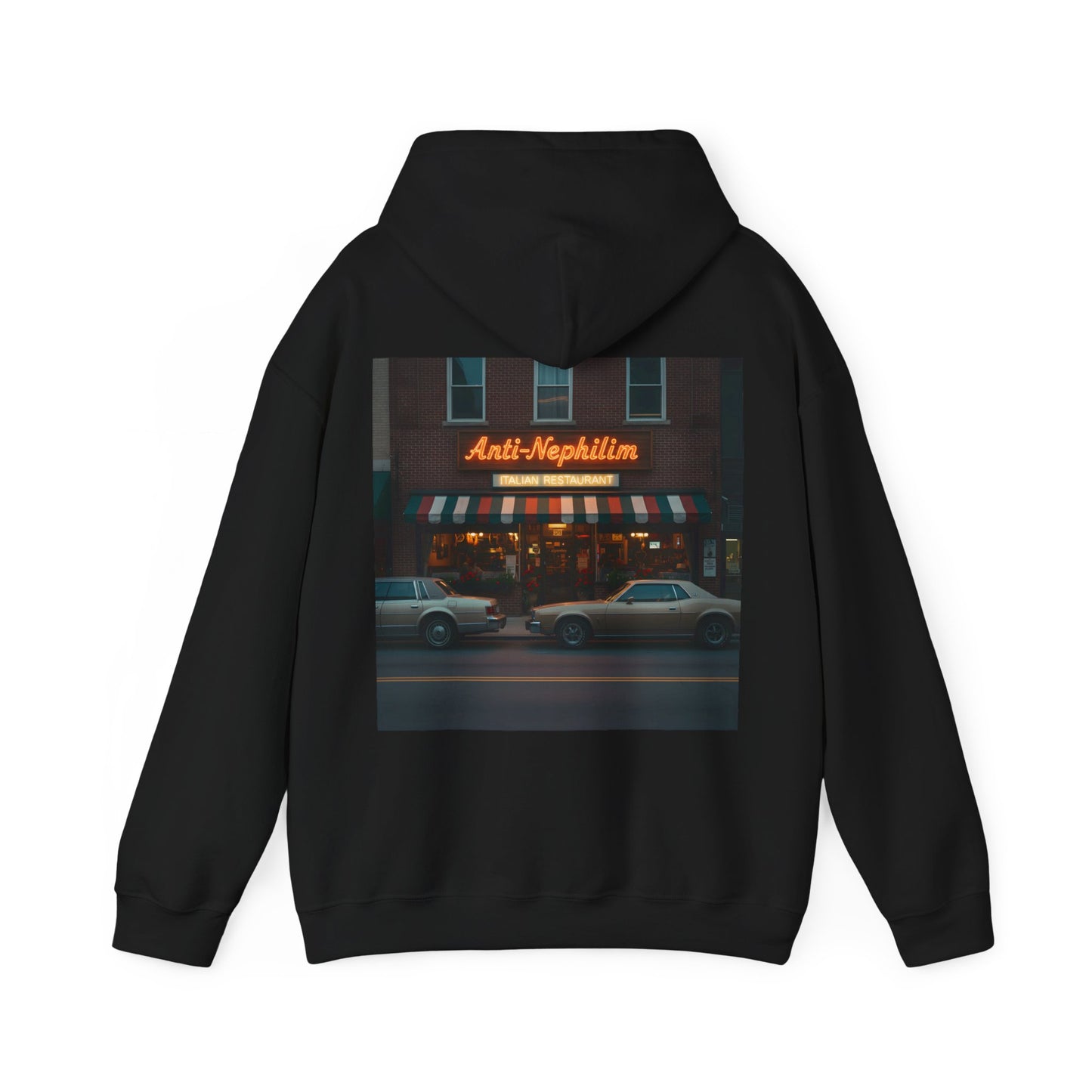 Retro neon NYC Italian anti nephilim hoodie (unisex), Kirk Ave. Apparel