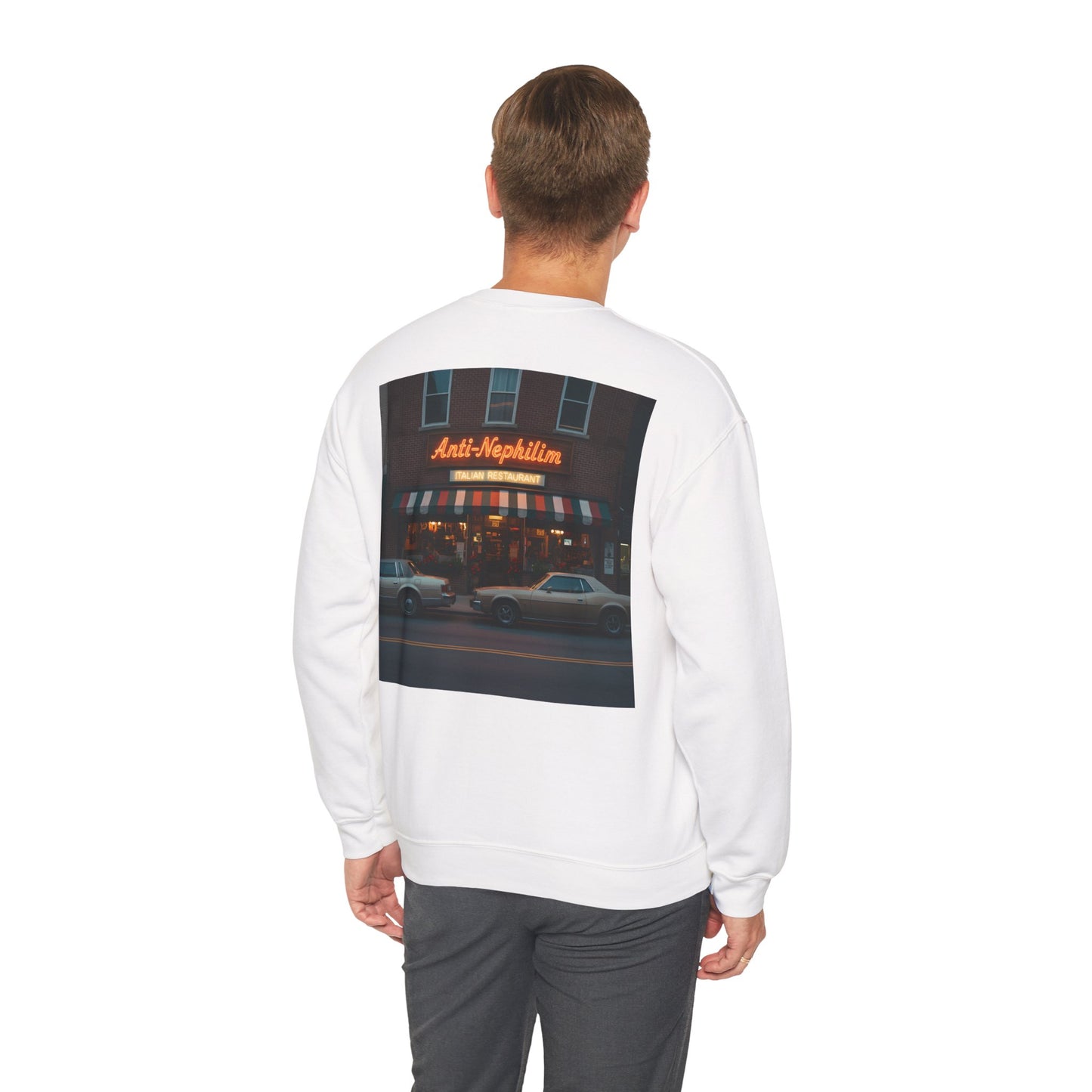 Retro neon NYC Italian anti nephilim sweatshirt (unisex), Kirk Ave. Apparel