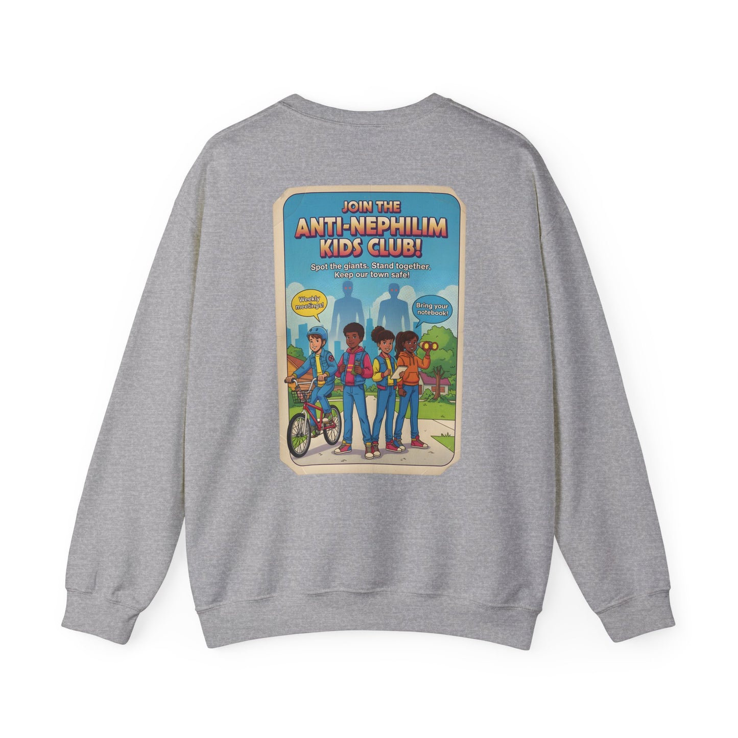 Retro anti nephilim kids club sweatshirt (unisex), Kirk Ave. Apparel