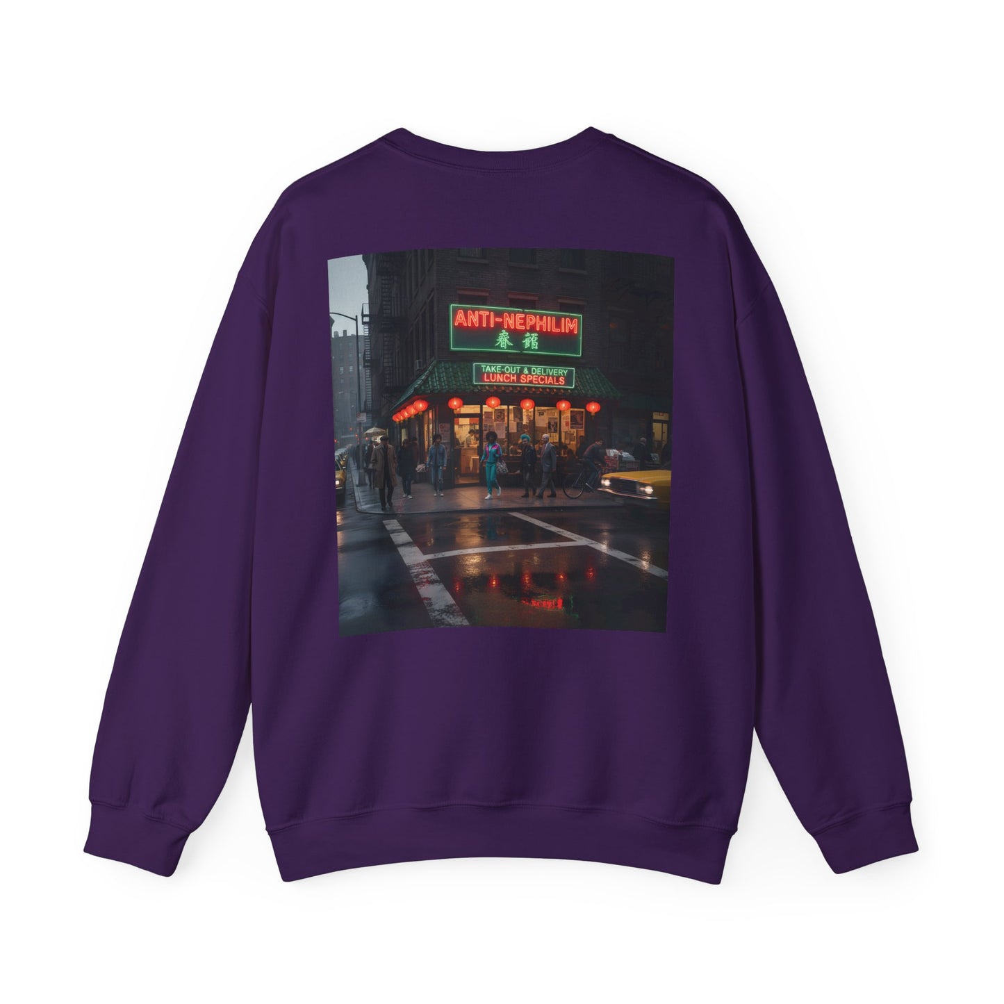 Retro neon NYC Chinese sweatshirt (unisex), Kirk Ave. Apparel