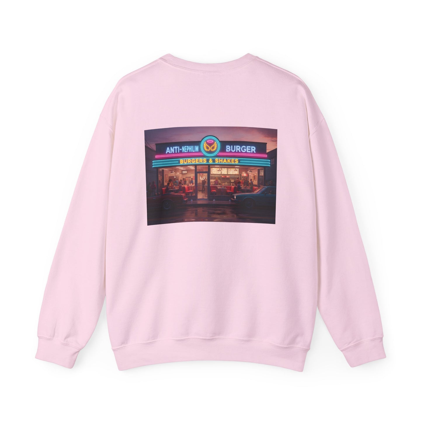 Retro neon burger joint anti nephilim sweatshirt (unisex), Kirk Ave. Apparel