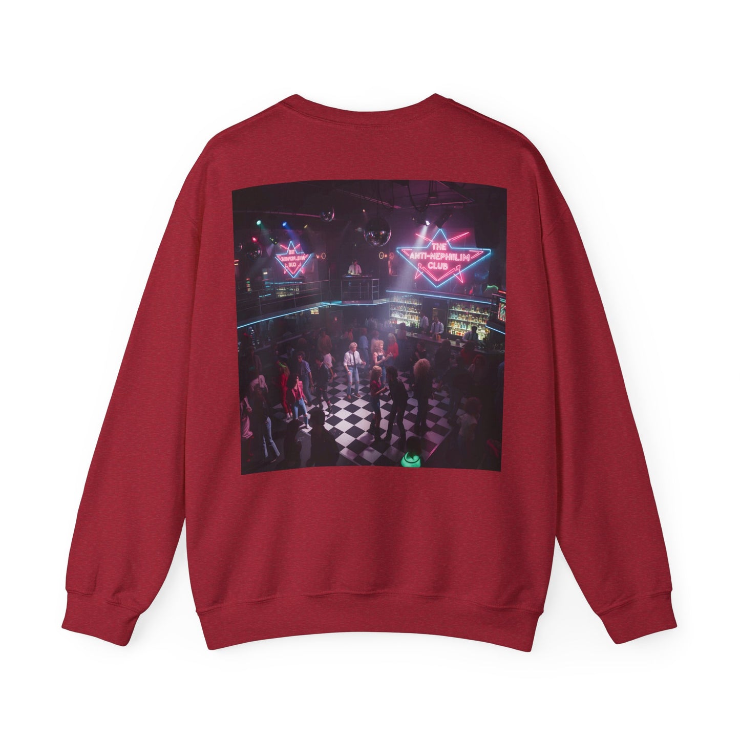Neon 80s anti nephilim nightclub sweatshirt (unisex), Kirk Ave. Apparel