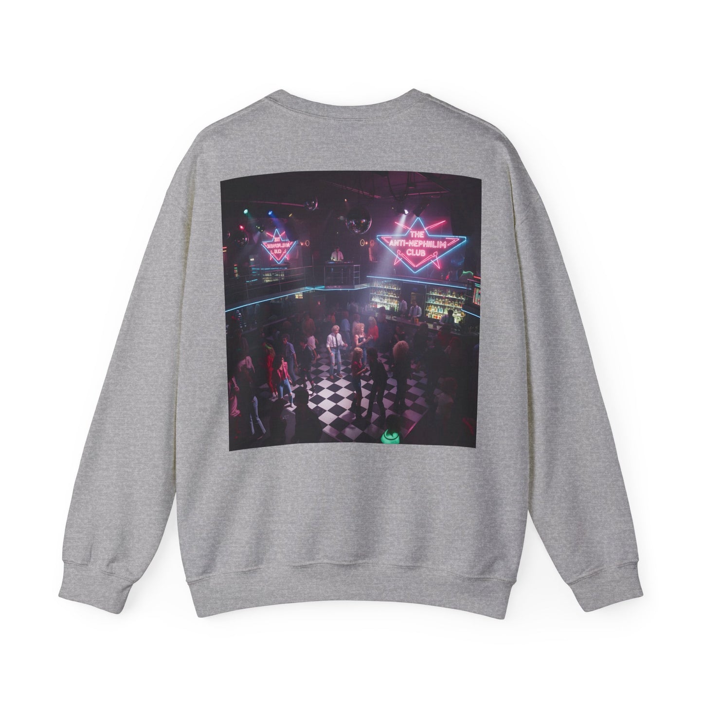 Neon 80s anti nephilim nightclub sweatshirt (unisex), Kirk Ave. Apparel