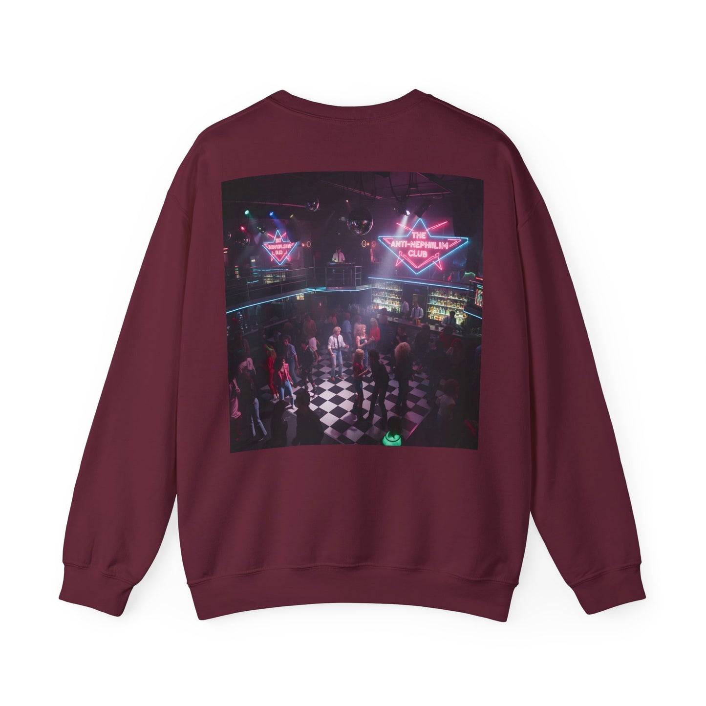 Neon 80s anti nephilim nightclub sweatshirt (unisex), Kirk Ave. Apparel