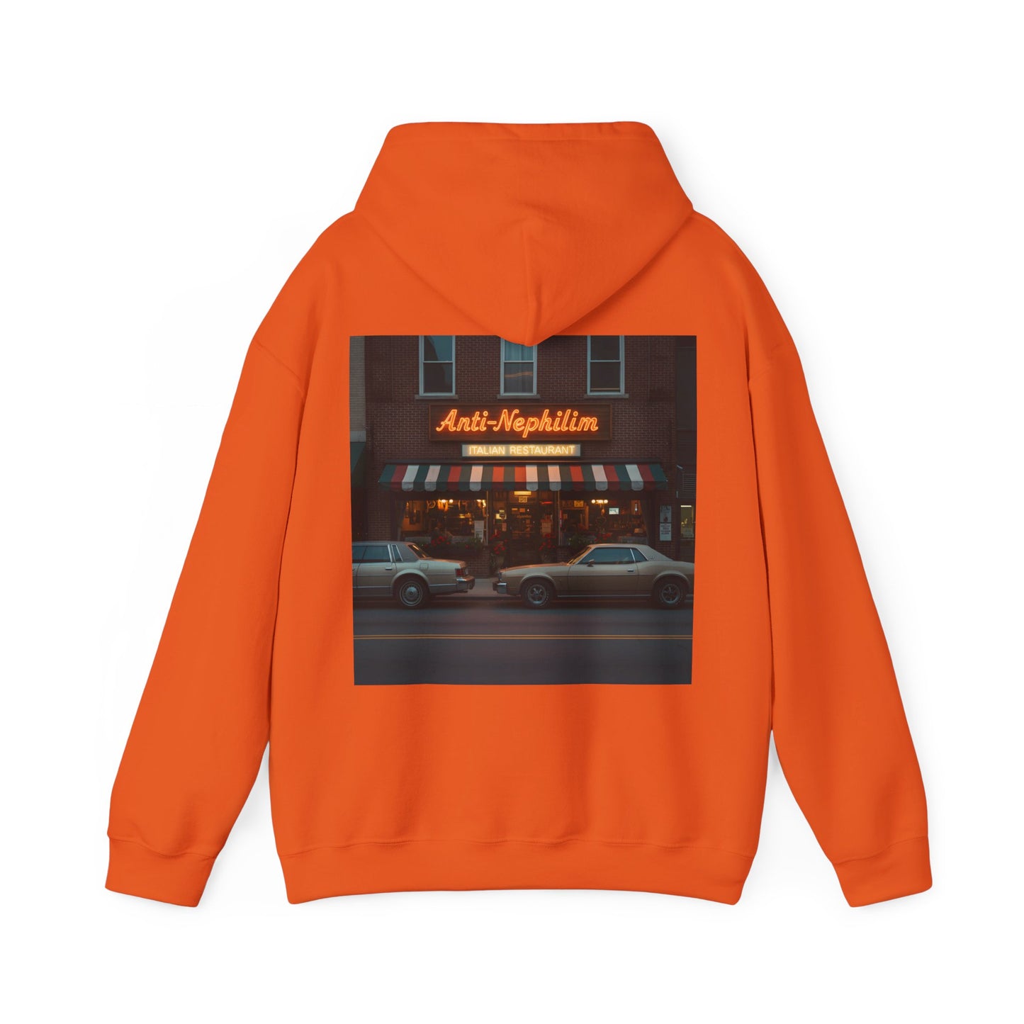 Retro neon NYC Italian anti nephilim hoodie (unisex), Kirk Ave. Apparel