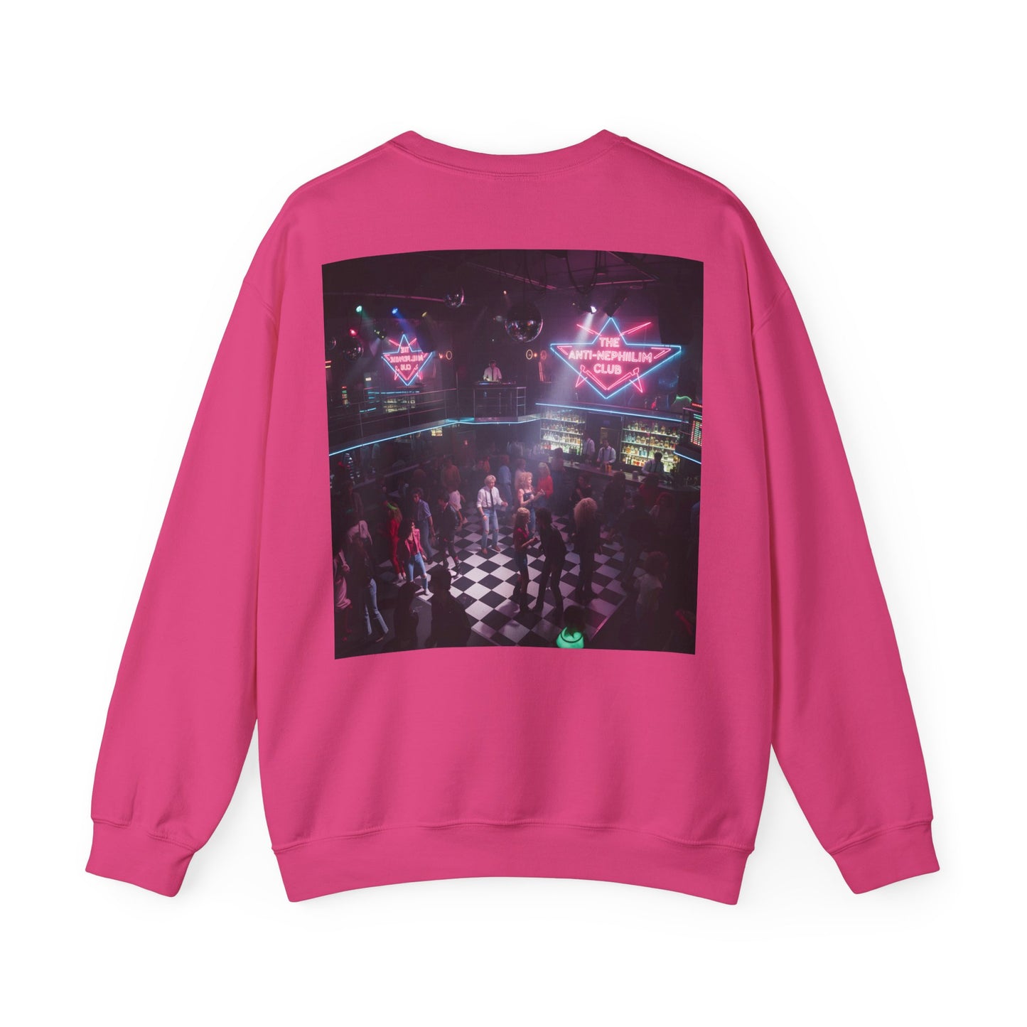 Neon 80s anti nephilim nightclub sweatshirt (unisex), Kirk Ave. Apparel