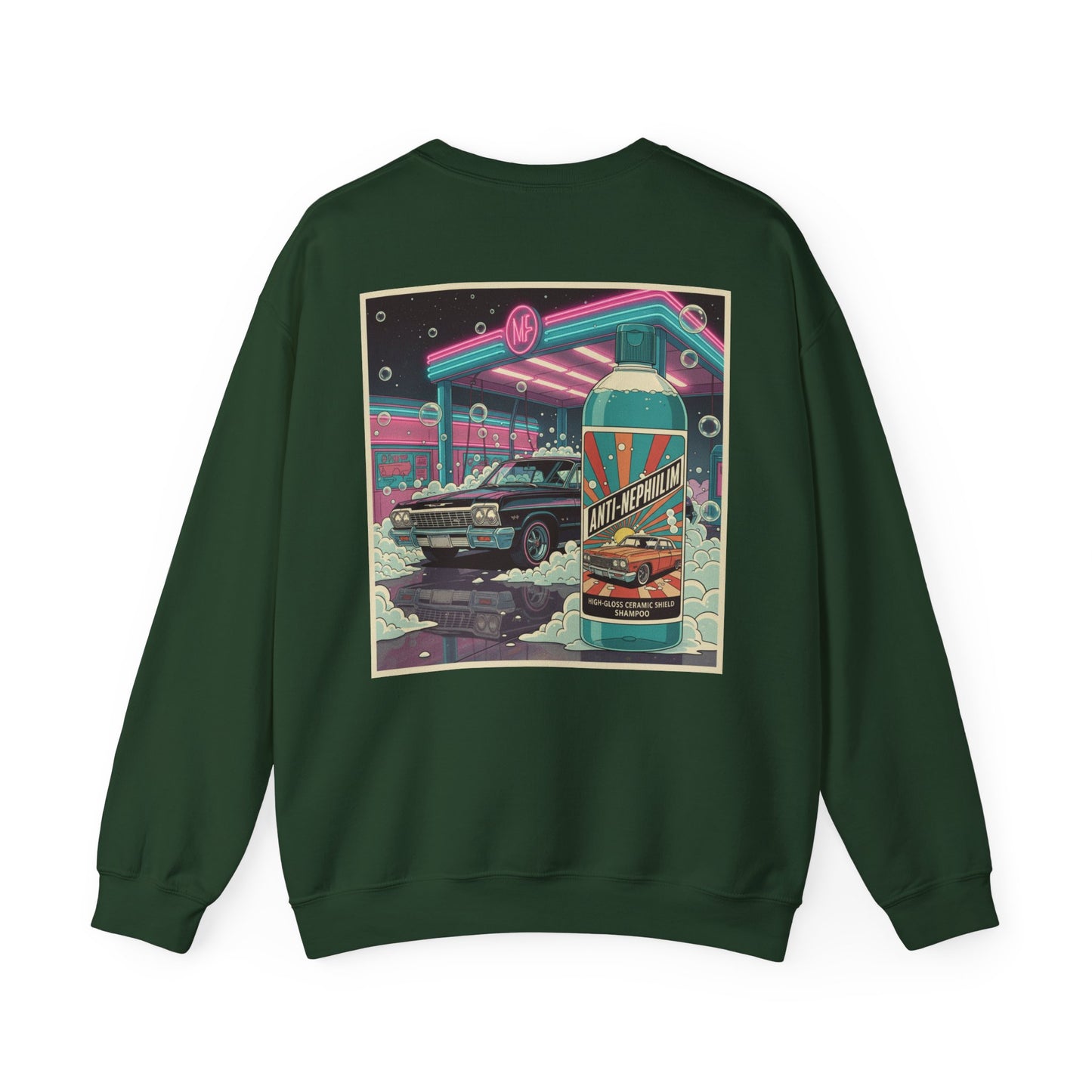 Retro neon car wash anti nephilim sweatshirt (unisex), Kirk Ave. Apparel
