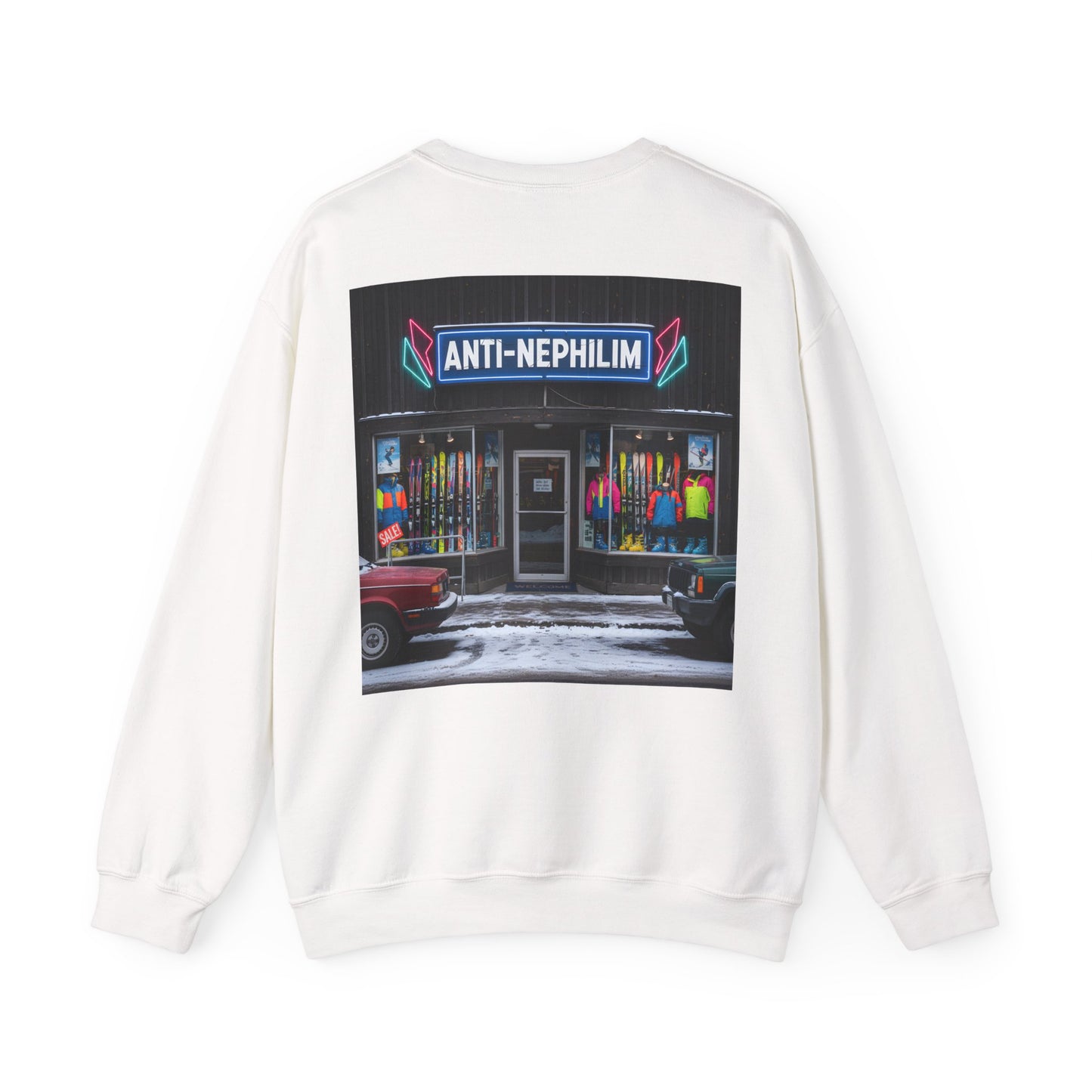 Retro ski shop anti nephilim sweatshirt (unisex), Kirk Ave. Apparel