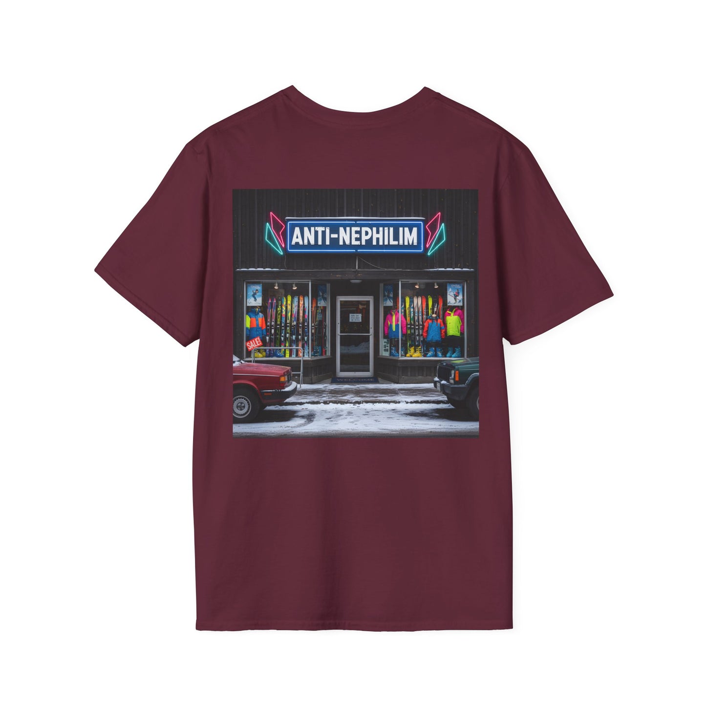 Retro ski shop anti nephilim t shirt (unisex), Kirk Ave. Apparel