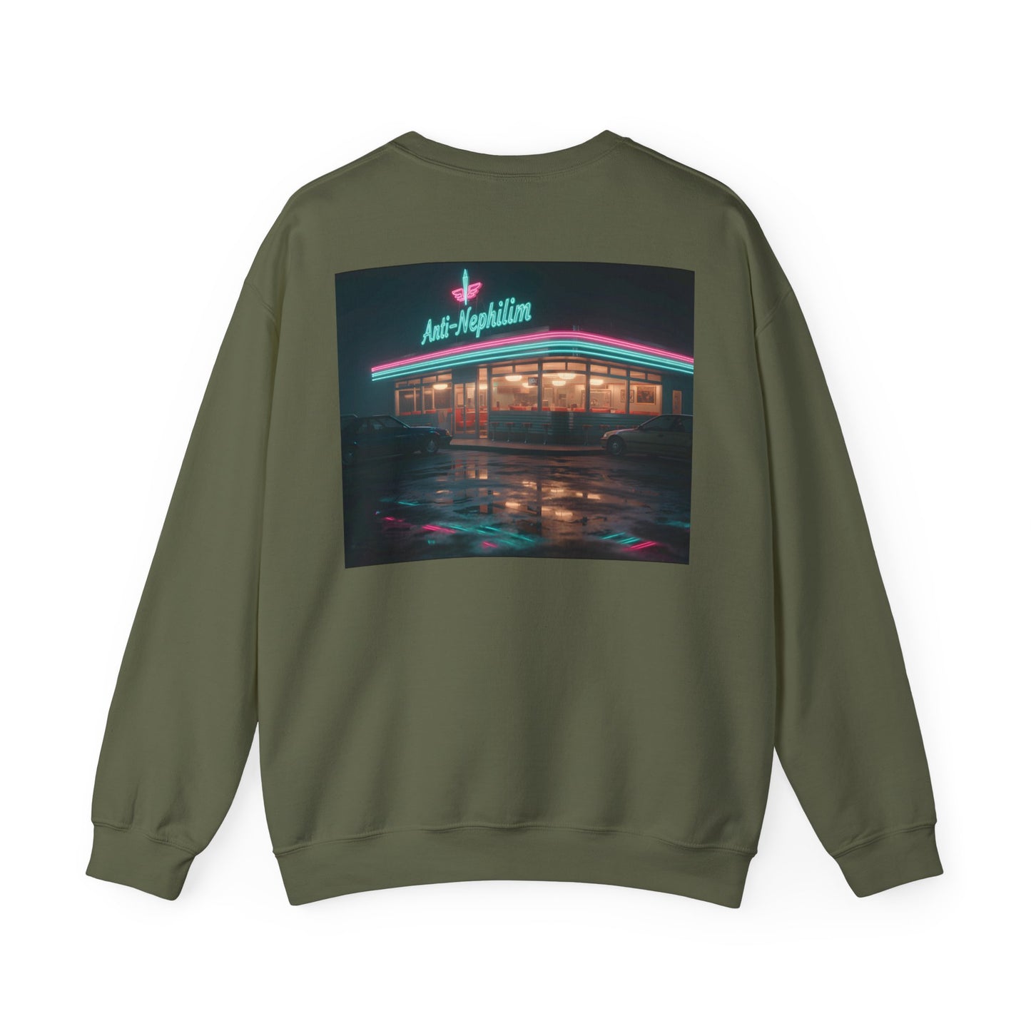 Retro diner anti nephilim sweatshirt (unisex), Kirk Ave. Apparel