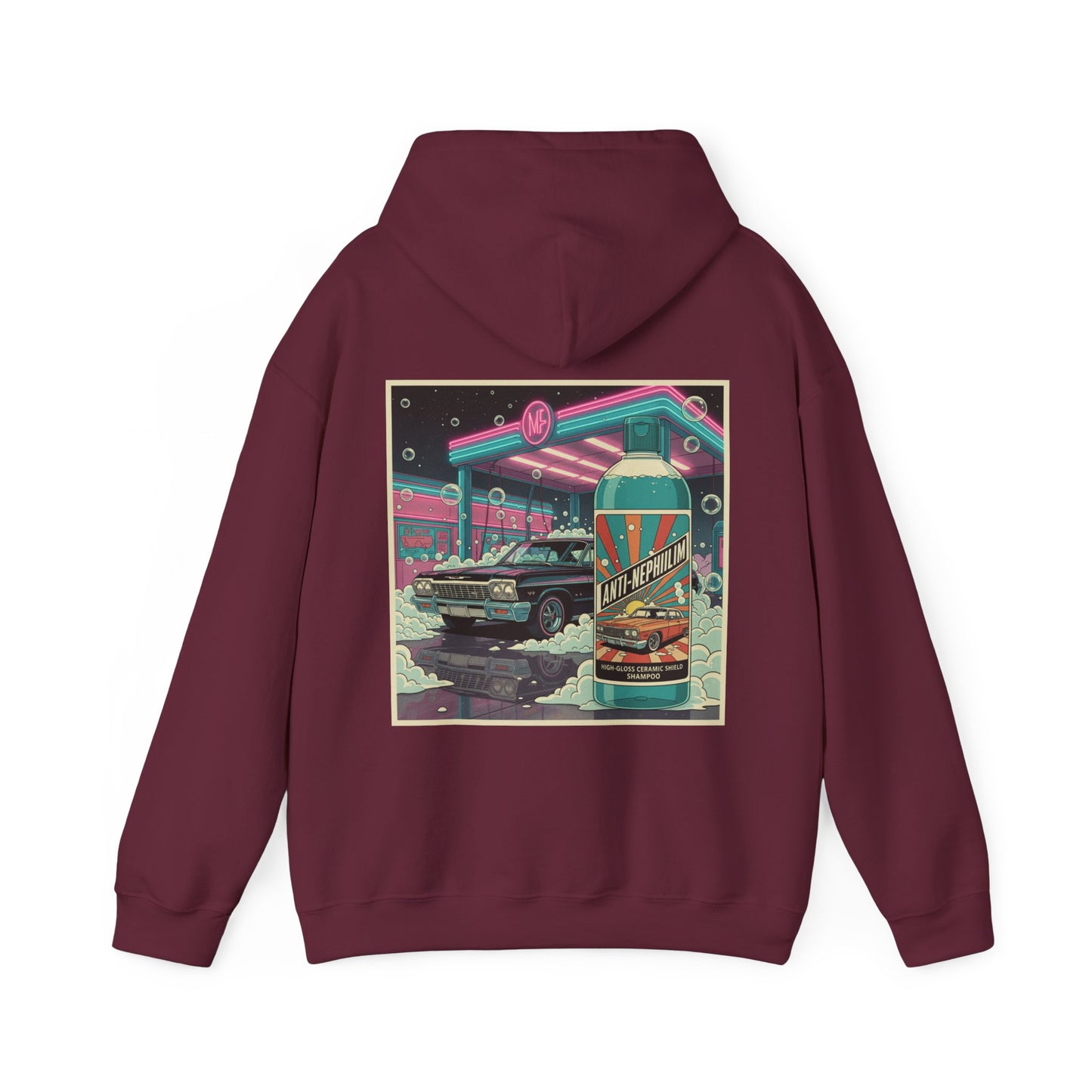 Retro neon car wash anti nephilim hoodie(unisex), Kirk Ave. Apparel