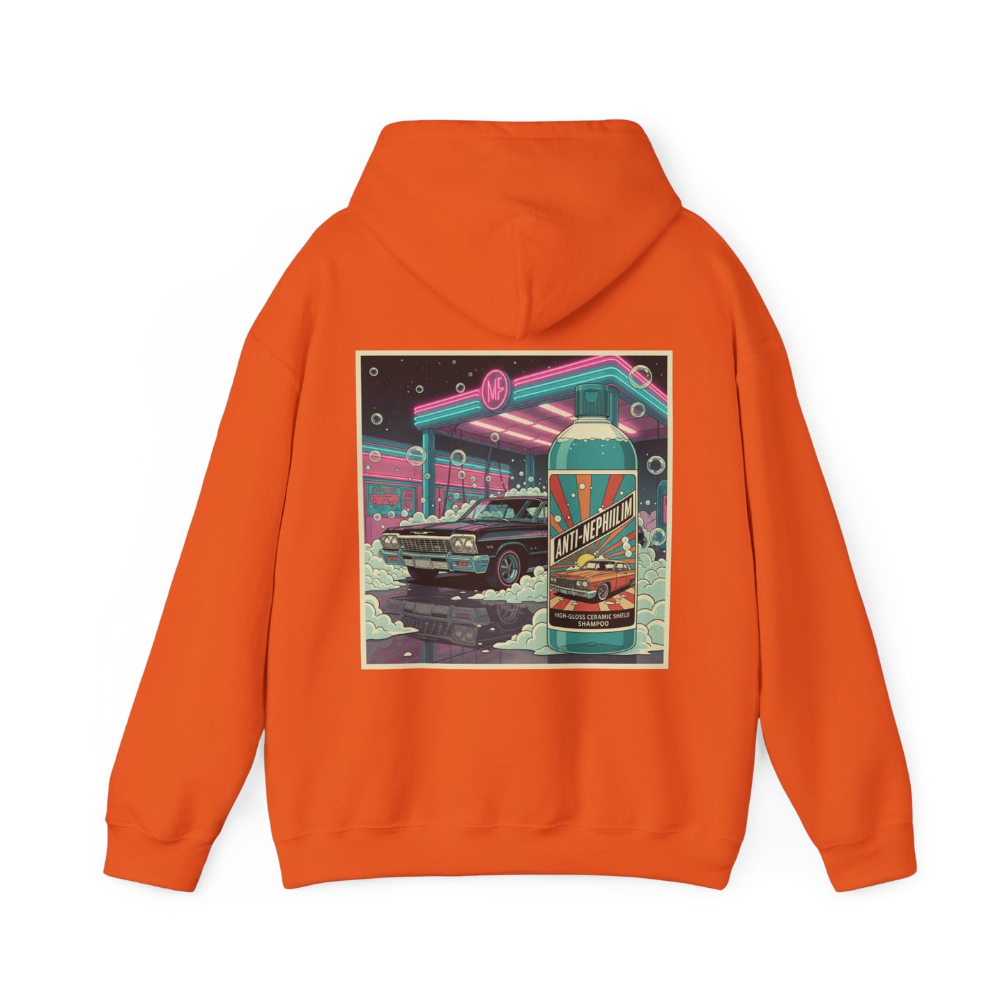 Retro neon car wash anti nephilim hoodie(unisex), Kirk Ave. Apparel