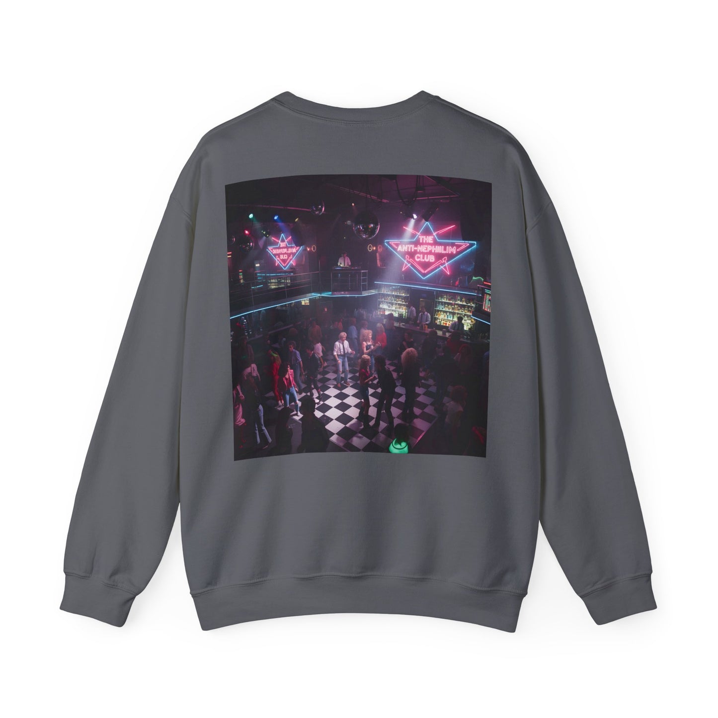 Neon 80s anti nephilim nightclub sweatshirt (unisex), Kirk Ave. Apparel