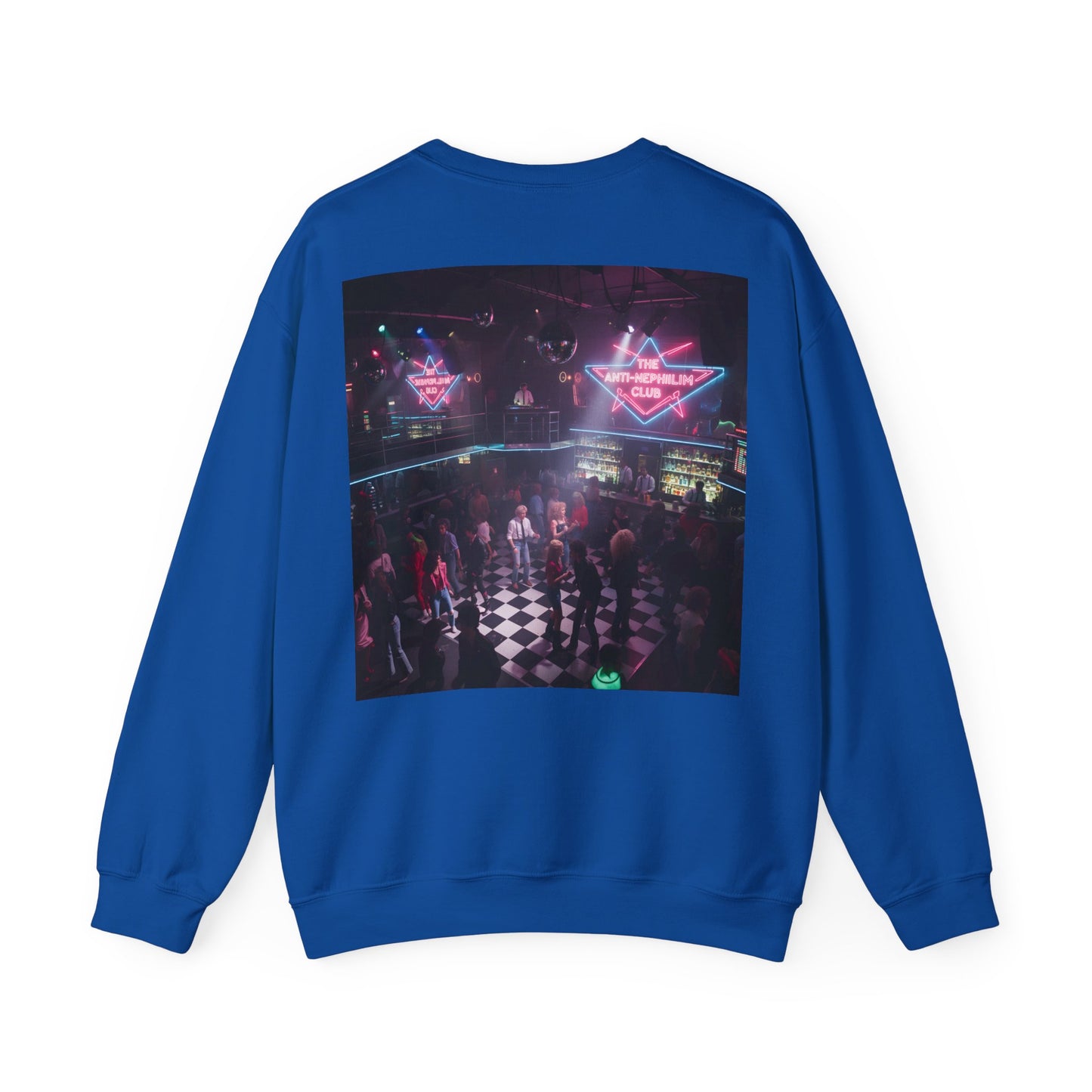 Neon 80s anti nephilim nightclub sweatshirt (unisex), Kirk Ave. Apparel