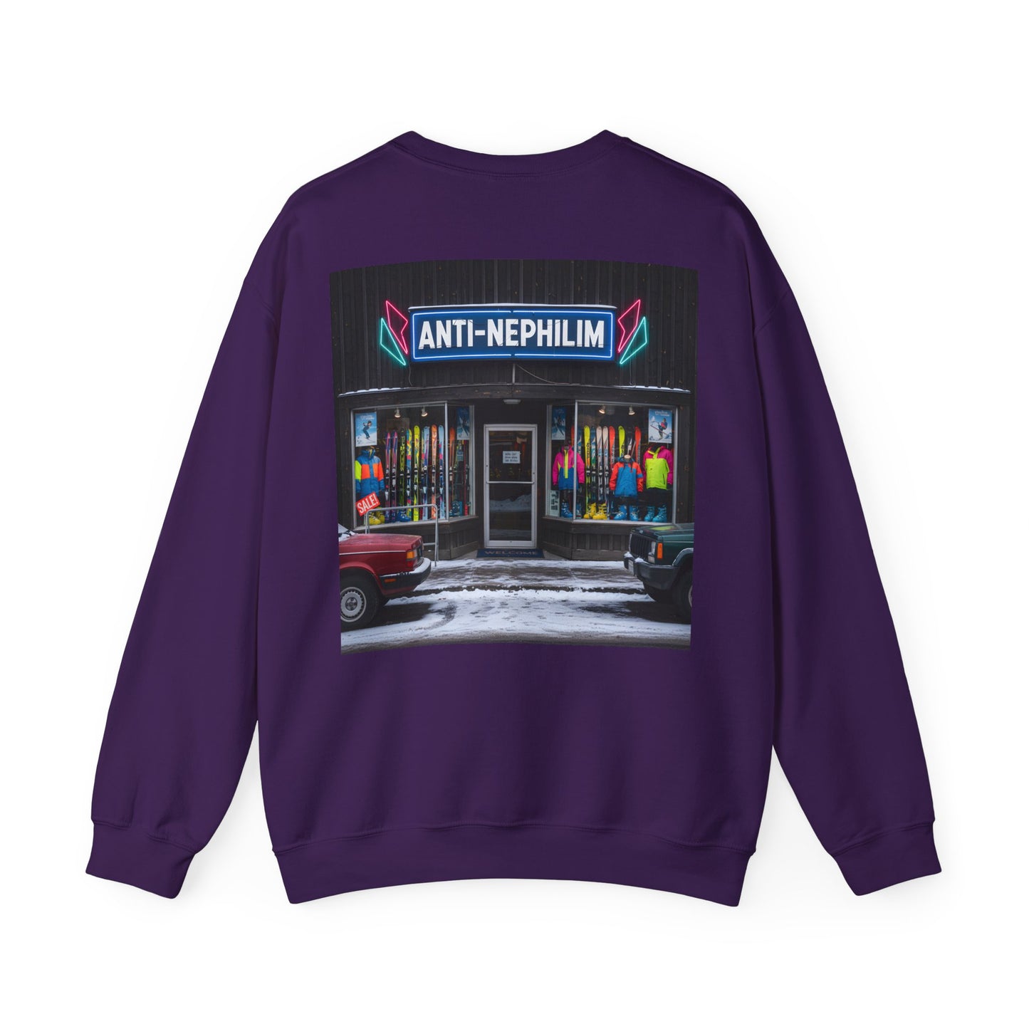 Retro ski shop anti nephilim sweatshirt (unisex), Kirk Ave. Apparel