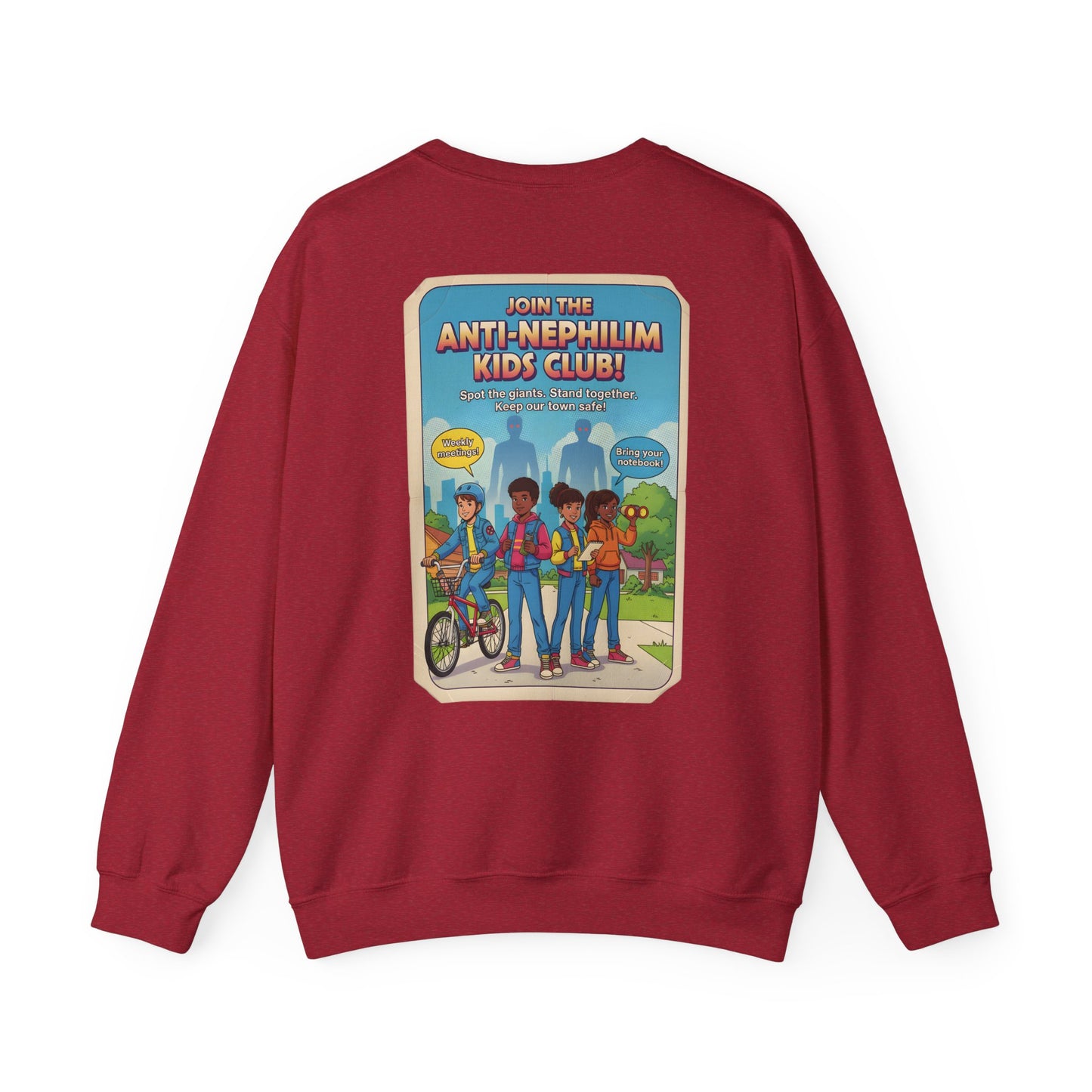 Retro anti nephilim kids club sweatshirt (unisex), Kirk Ave. Apparel