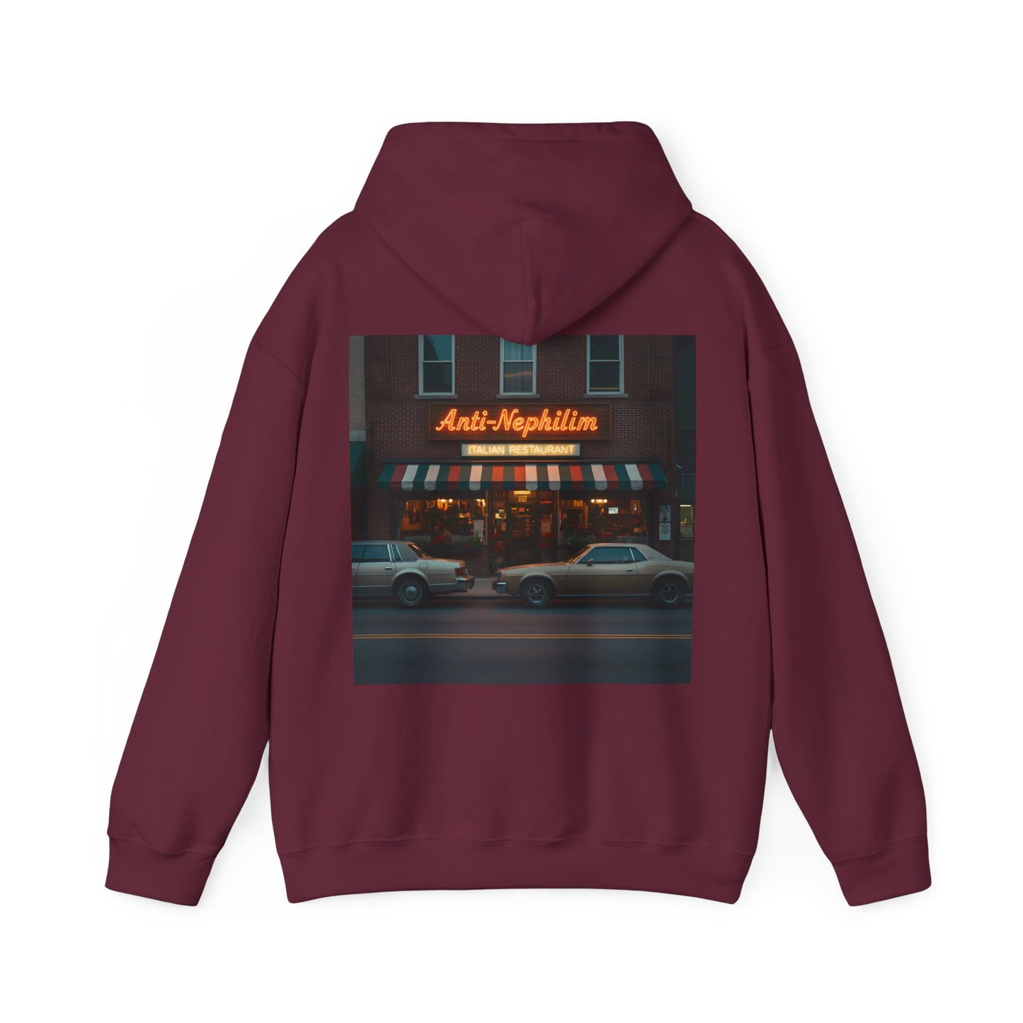 Retro neon NYC Italian anti nephilim hoodie (unisex), Kirk Ave. Apparel