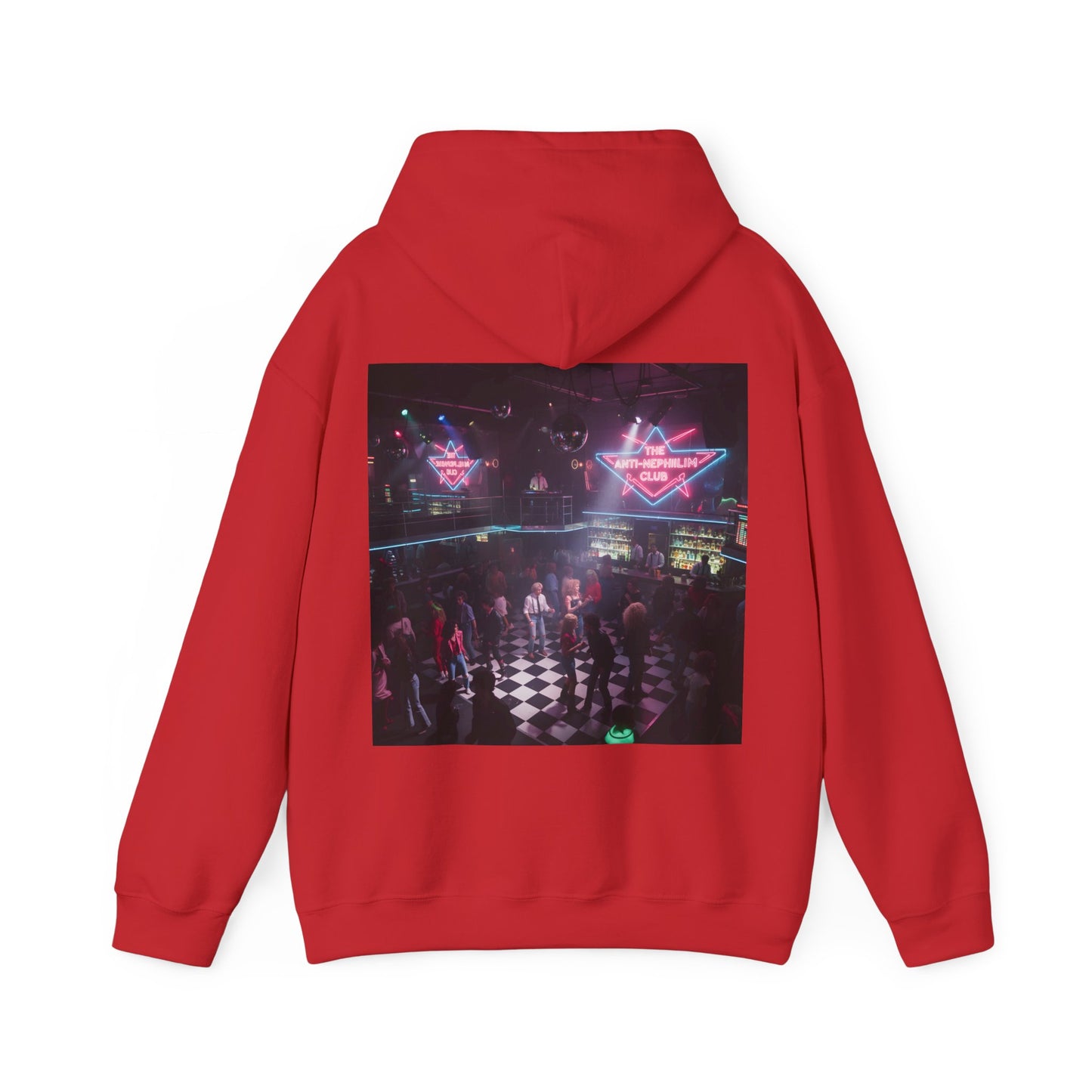 Neon 80s anti nephilim nightclub hoodie (unisex), Kirk Ave. Apparel