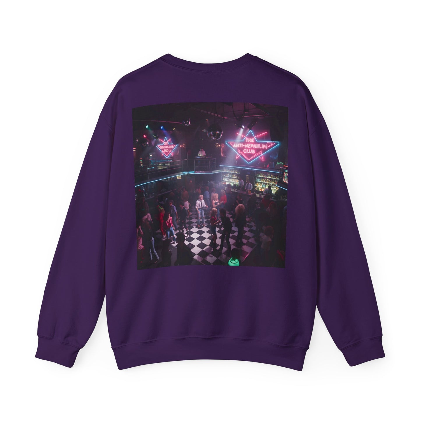 Neon 80s anti nephilim nightclub sweatshirt (unisex), Kirk Ave. Apparel