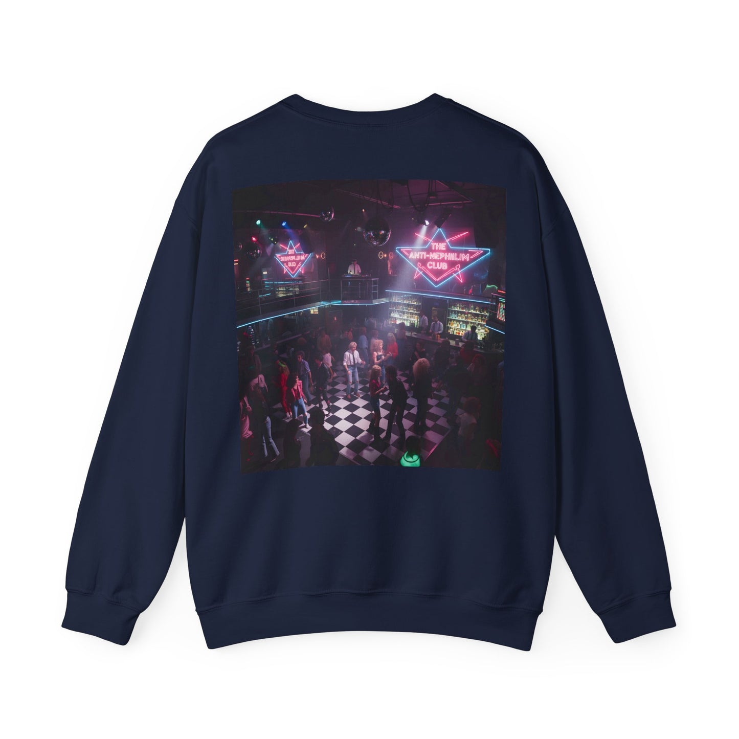 Neon 80s anti nephilim nightclub sweatshirt (unisex), Kirk Ave. Apparel