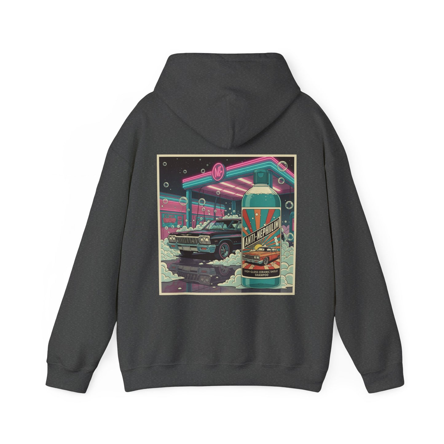 Retro neon car wash anti nephilim hoodie(unisex), Kirk Ave. Apparel