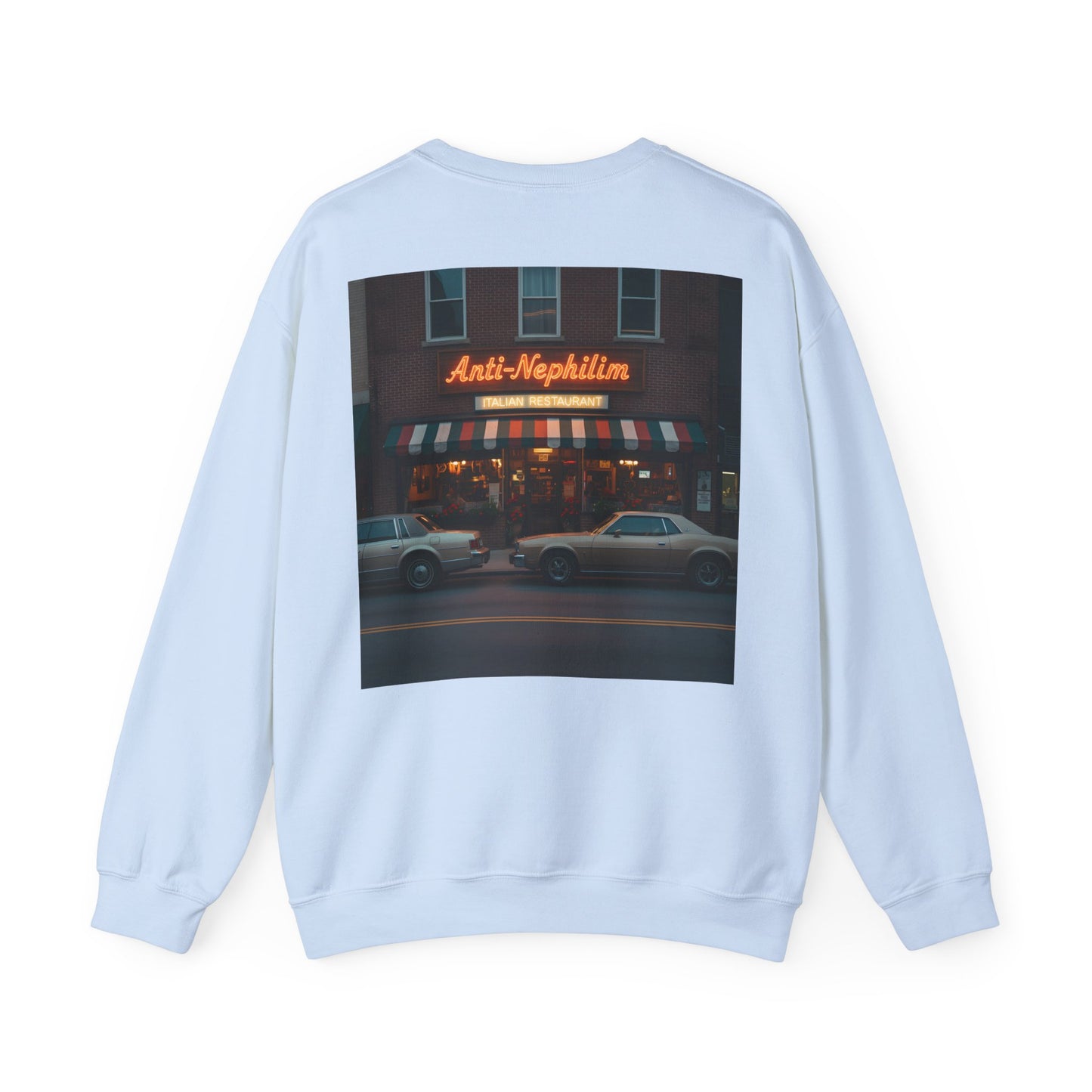 Retro neon NYC Italian anti nephilim sweatshirt (unisex), Kirk Ave. Apparel