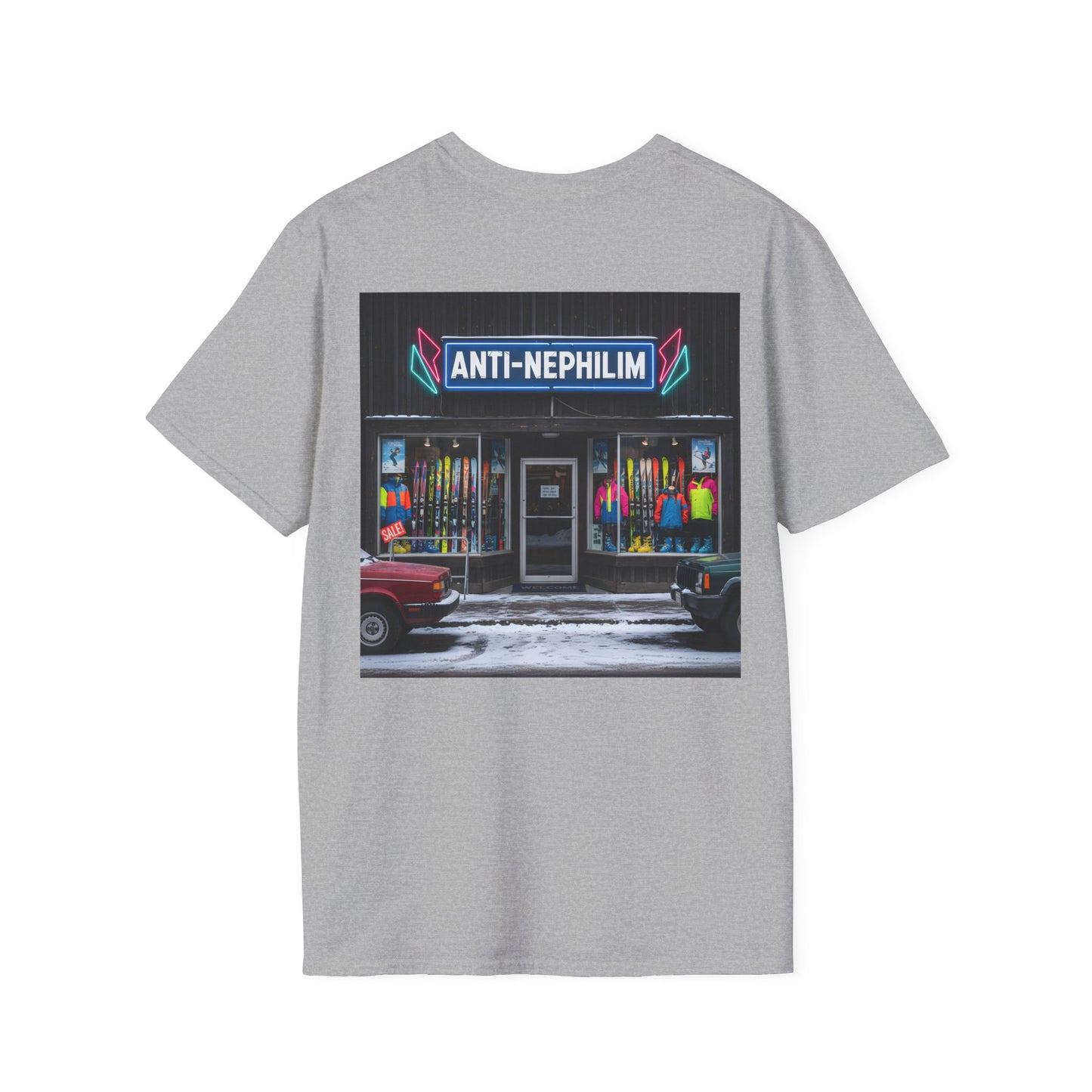 Retro ski shop anti nephilim t shirt (unisex), Kirk Ave. Apparel