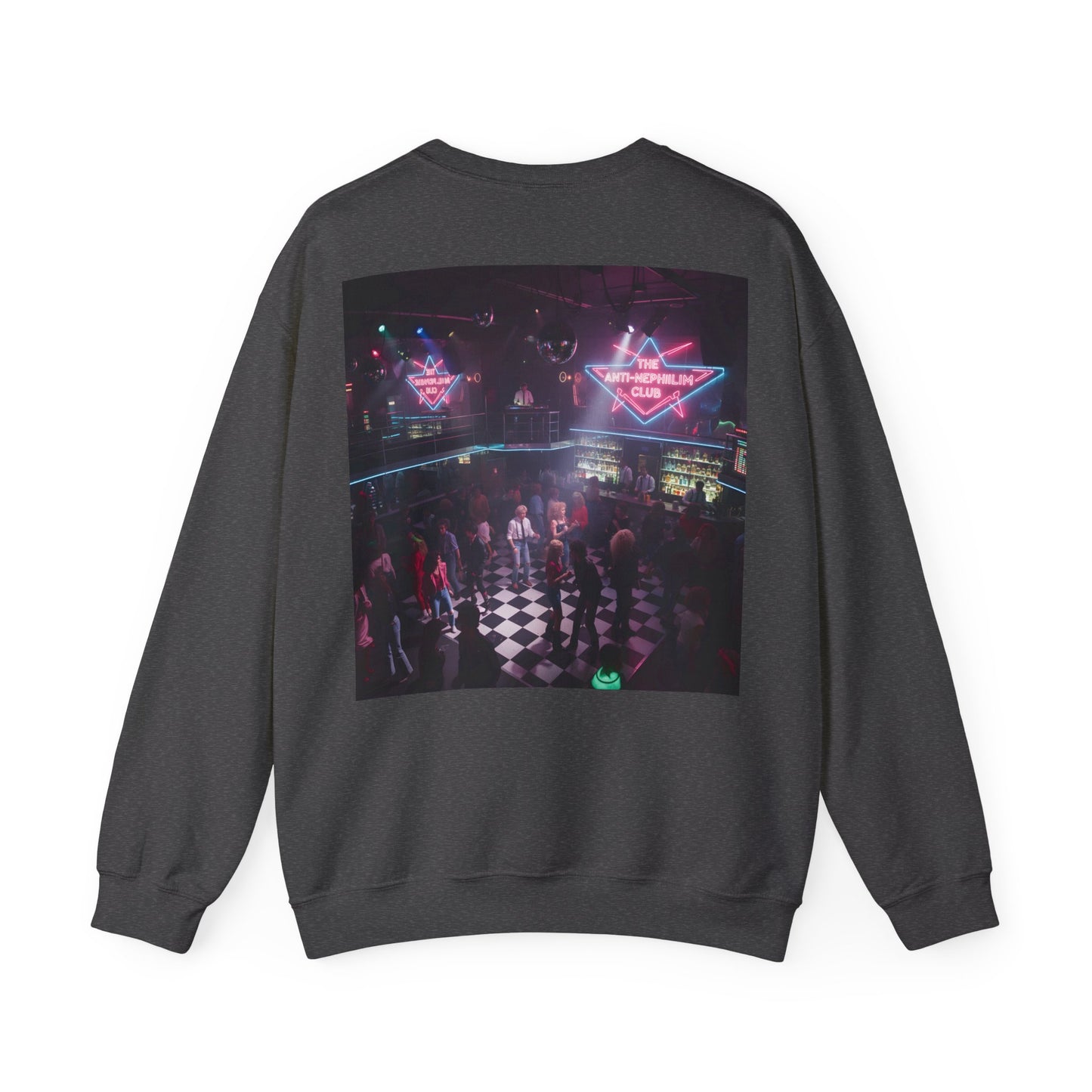 Neon 80s anti nephilim nightclub sweatshirt (unisex), Kirk Ave. Apparel